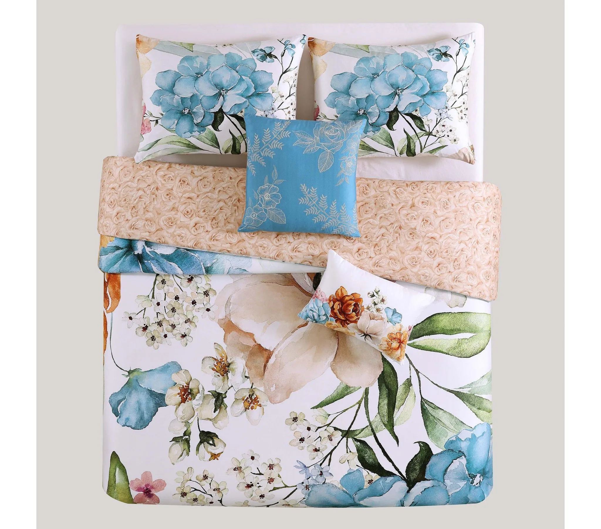 Bebejan Maia Blue 5 Piece Reversible Comforter Set - King - Image 2