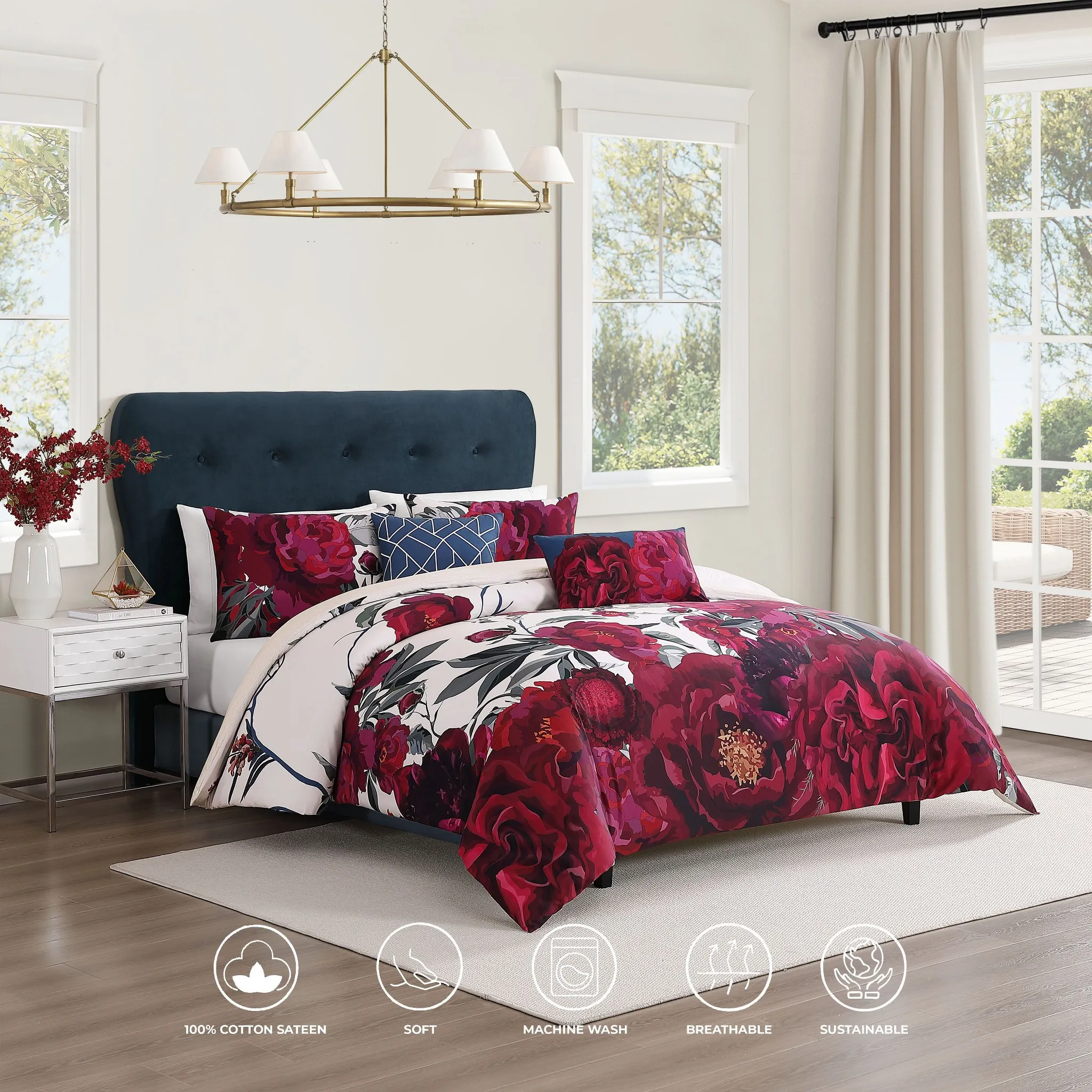 Bebejan Zinnia 5 Piece Reversible Comforter Set - Queen - Image 4