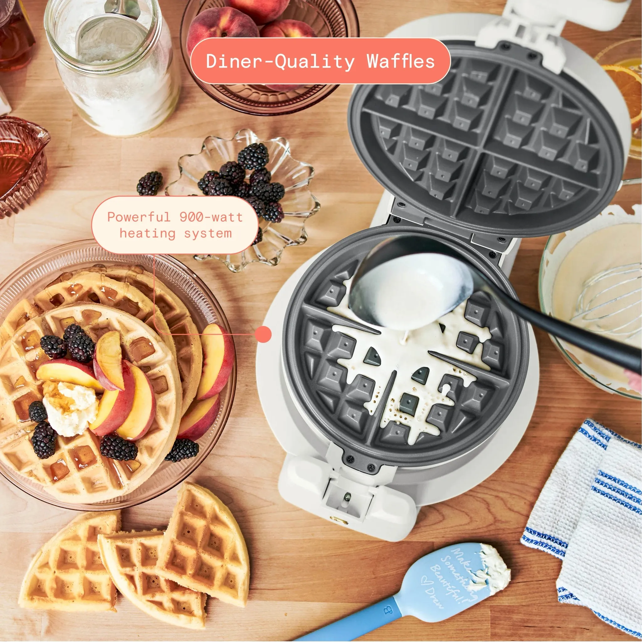 Belgian Waffle Maker - White Icing - Image 4