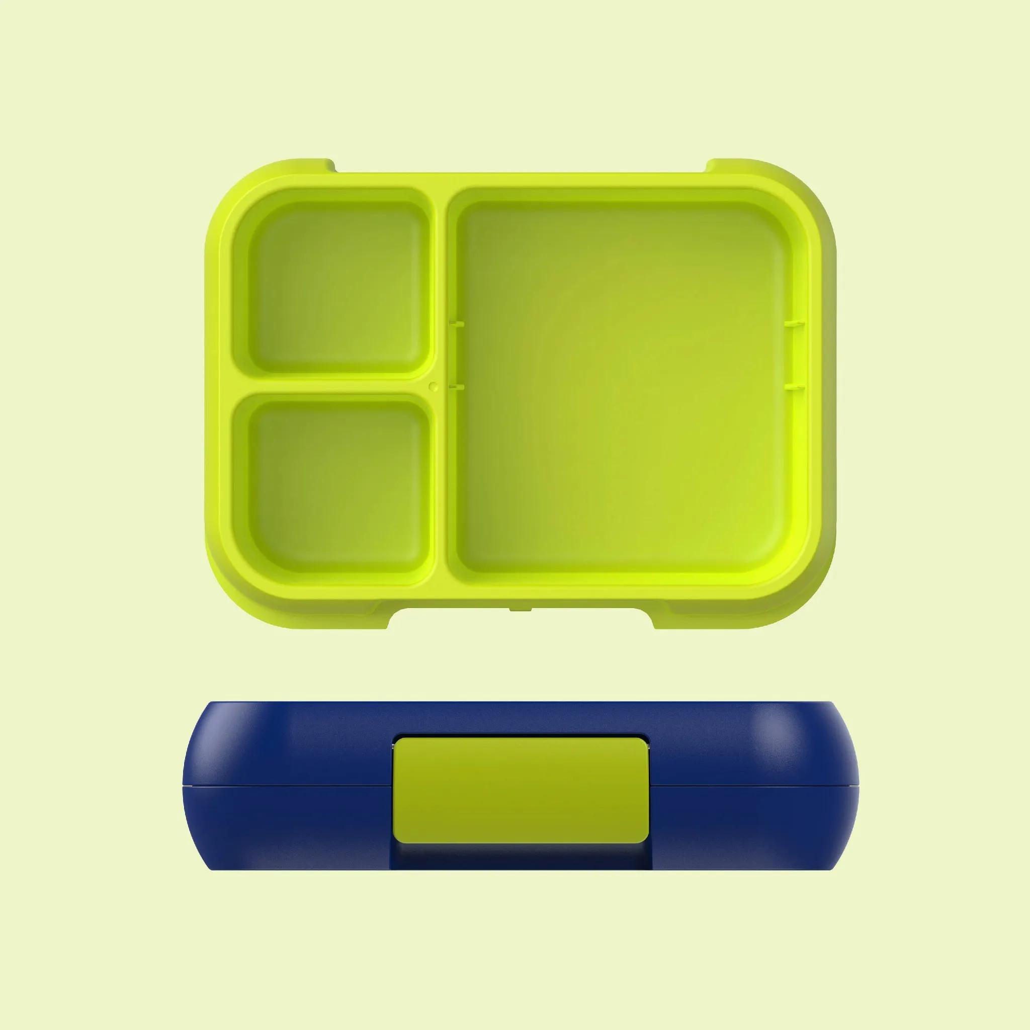 Bento-Style Lunch Box with Removable Divider - Navy Blue/Chartreuse - Image 3