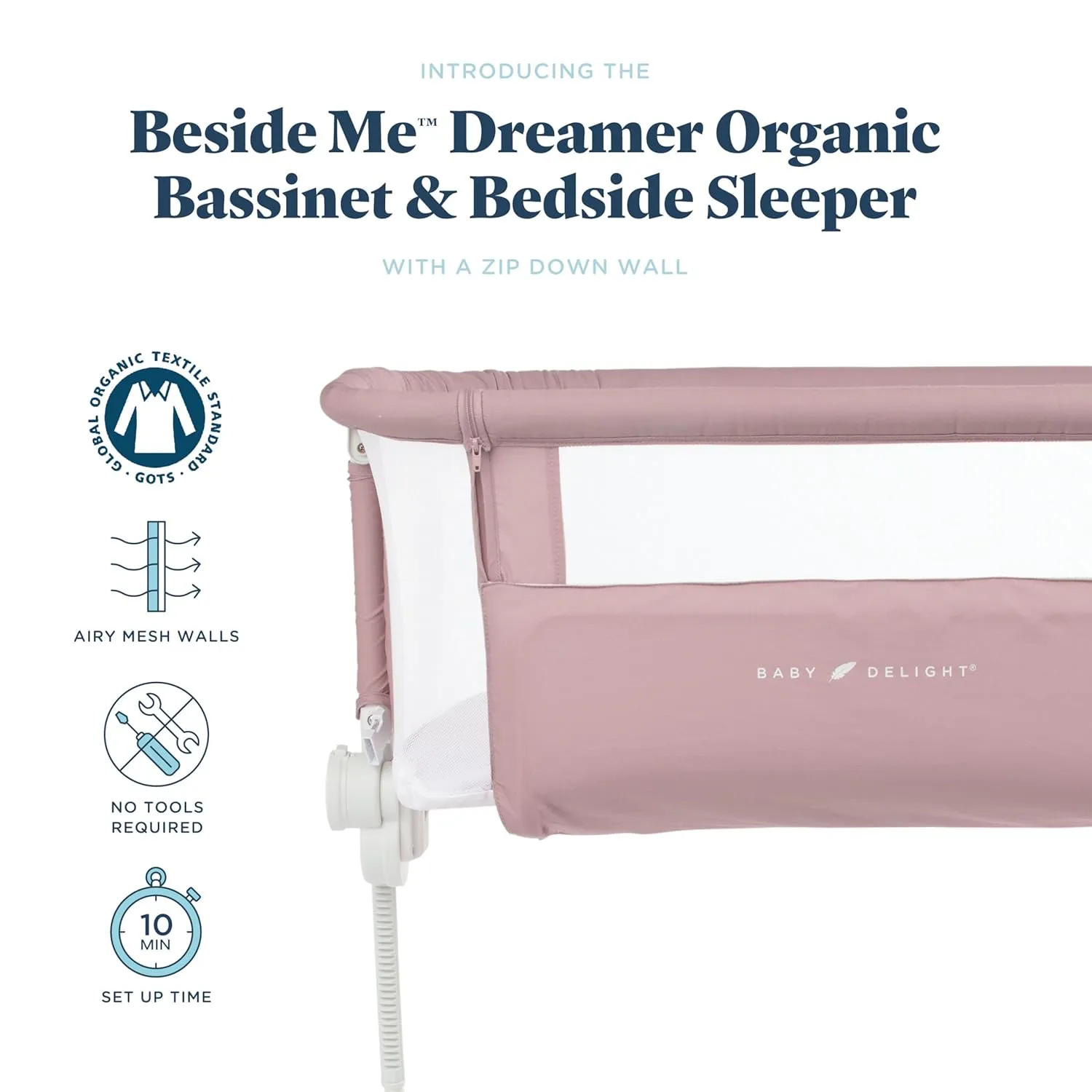 Beside Me Dreamer Bassinet - Organic Rose - Image 3