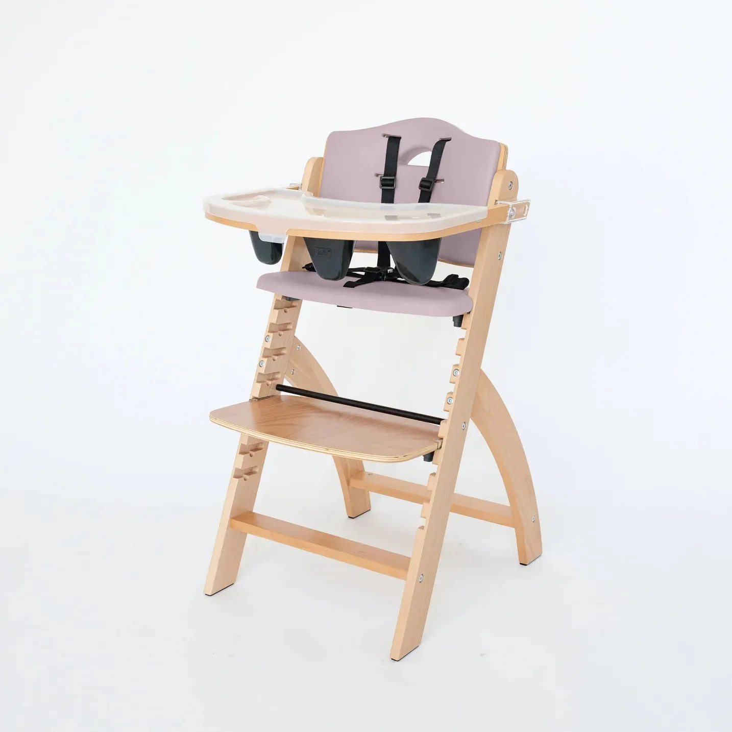 Beyond Junior Wooden High Chair with Tray - Natural/Lilac