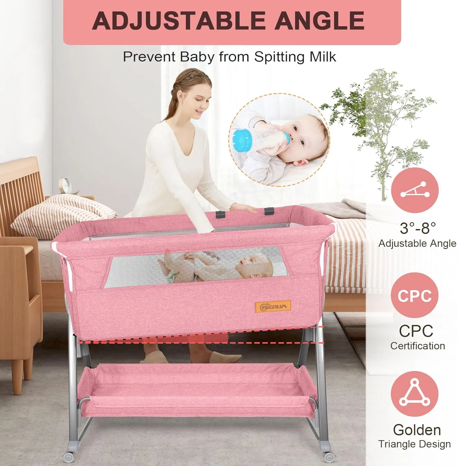 BIERUM Baby Bassinet, Bedside Sleeper for Baby - Image 6