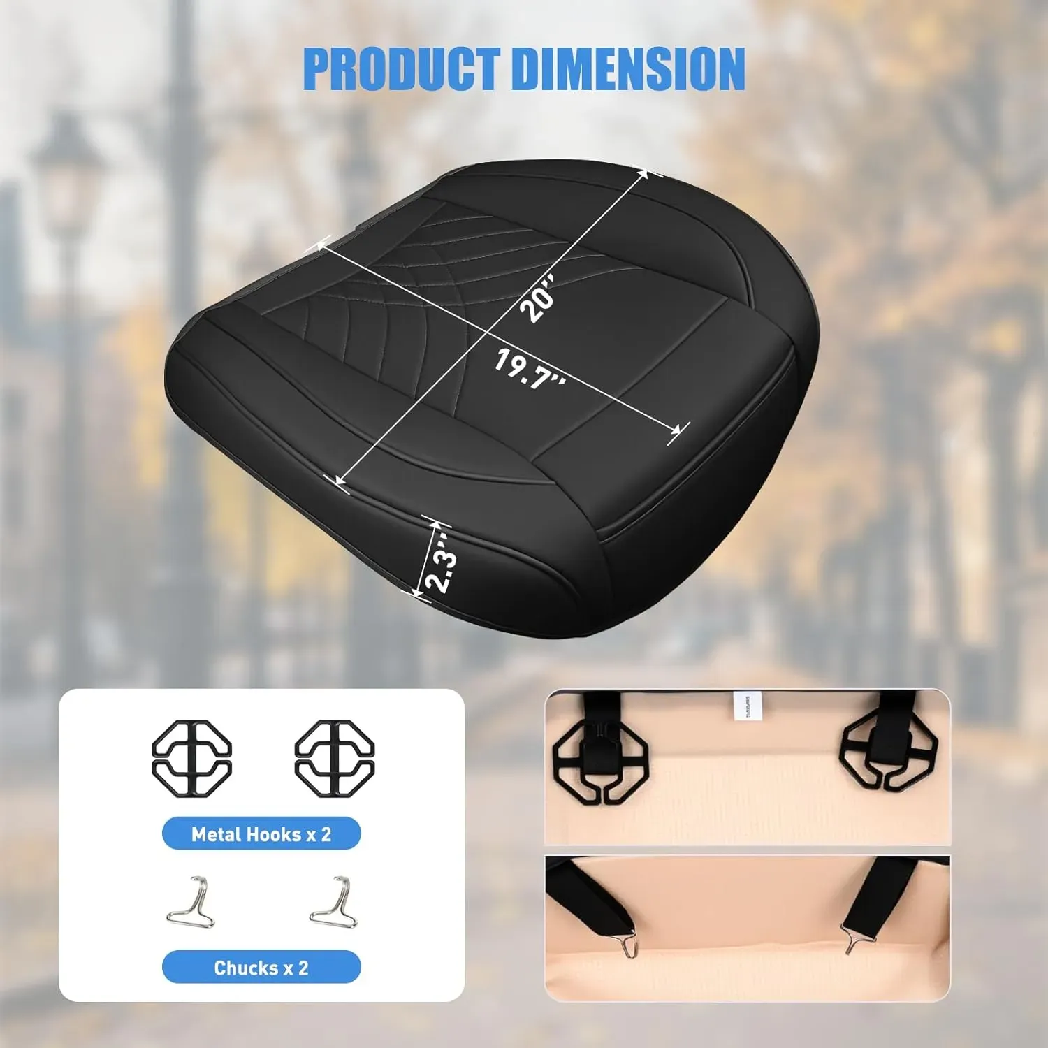 Black Geometric Leather Car Seat Cushion Cover - Waterproof & Anti-Slip - Image 5