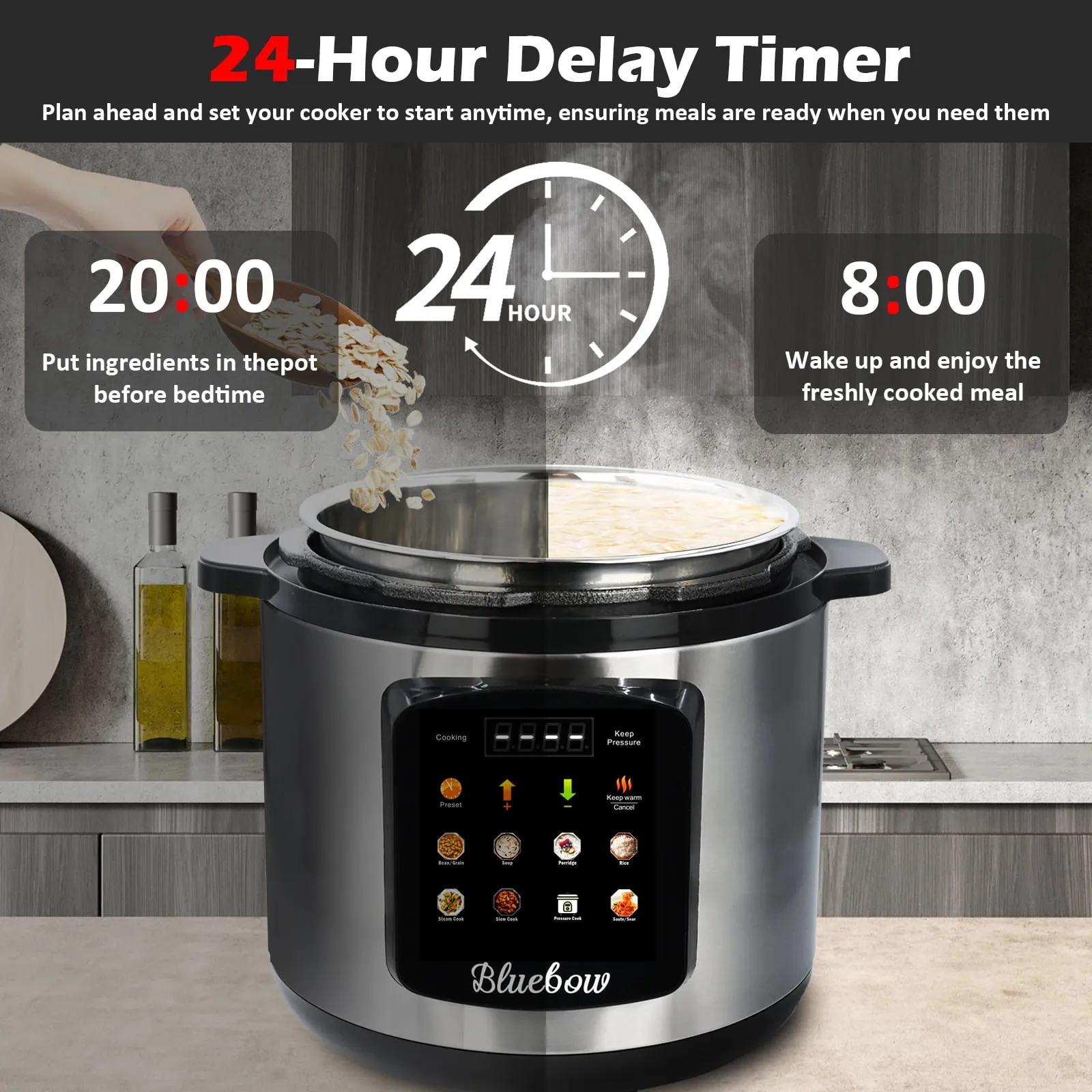Bluebow 6.5 Quart Electric Pressure Cooker - 8-In-1 Multi-Cooker - Image 3