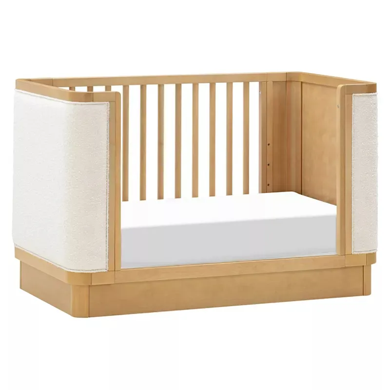 Bondi Boucle 4-in-1 Convertible Crib - Honey with Ivory Boucle - Image 4