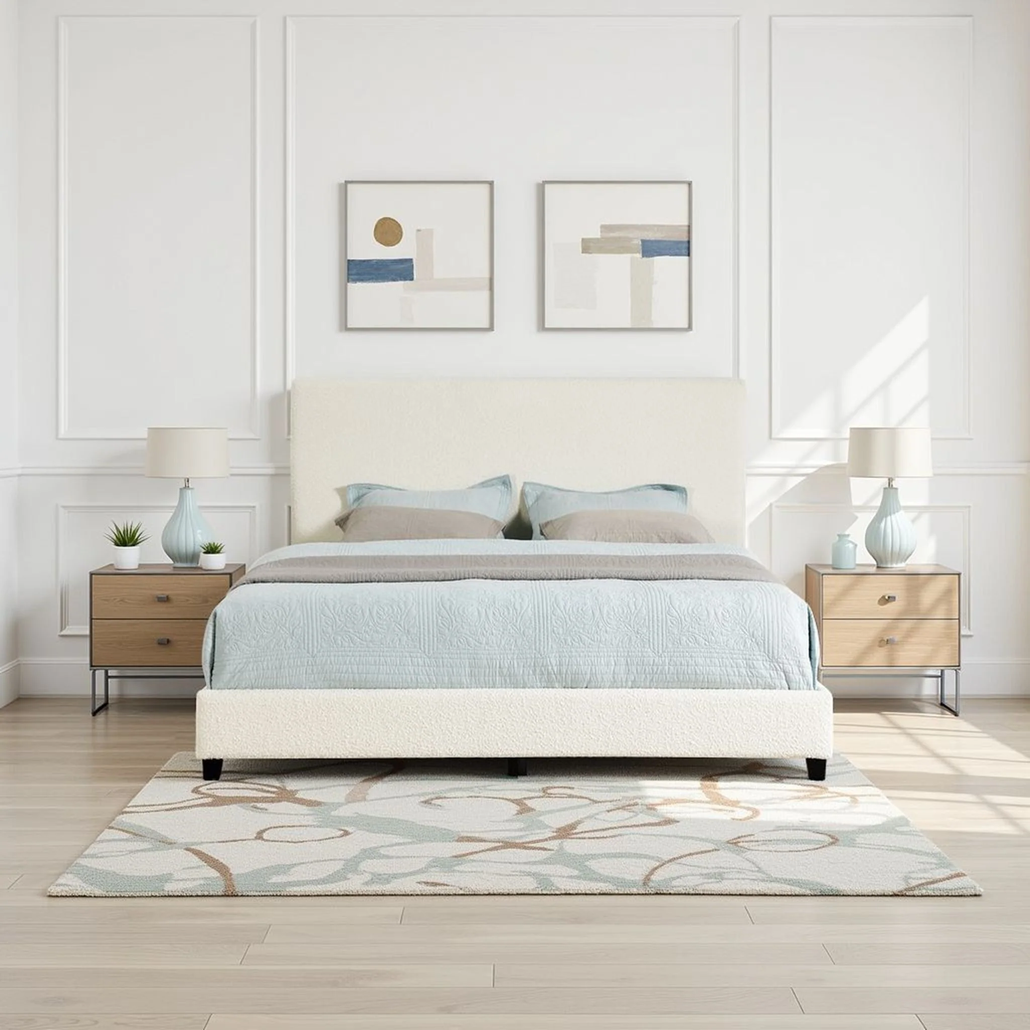 Boucle Upholstered Platform Bed - Image 5