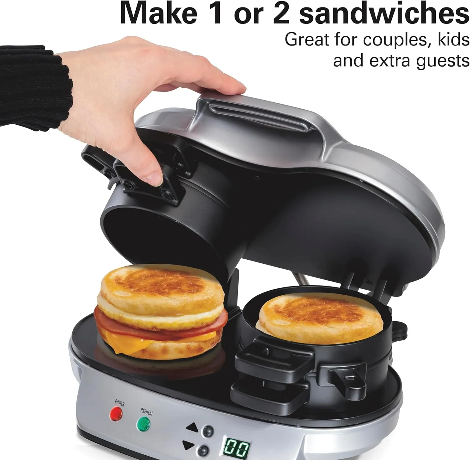 Breakfast Sandwich Maker - Silver - Image 3
