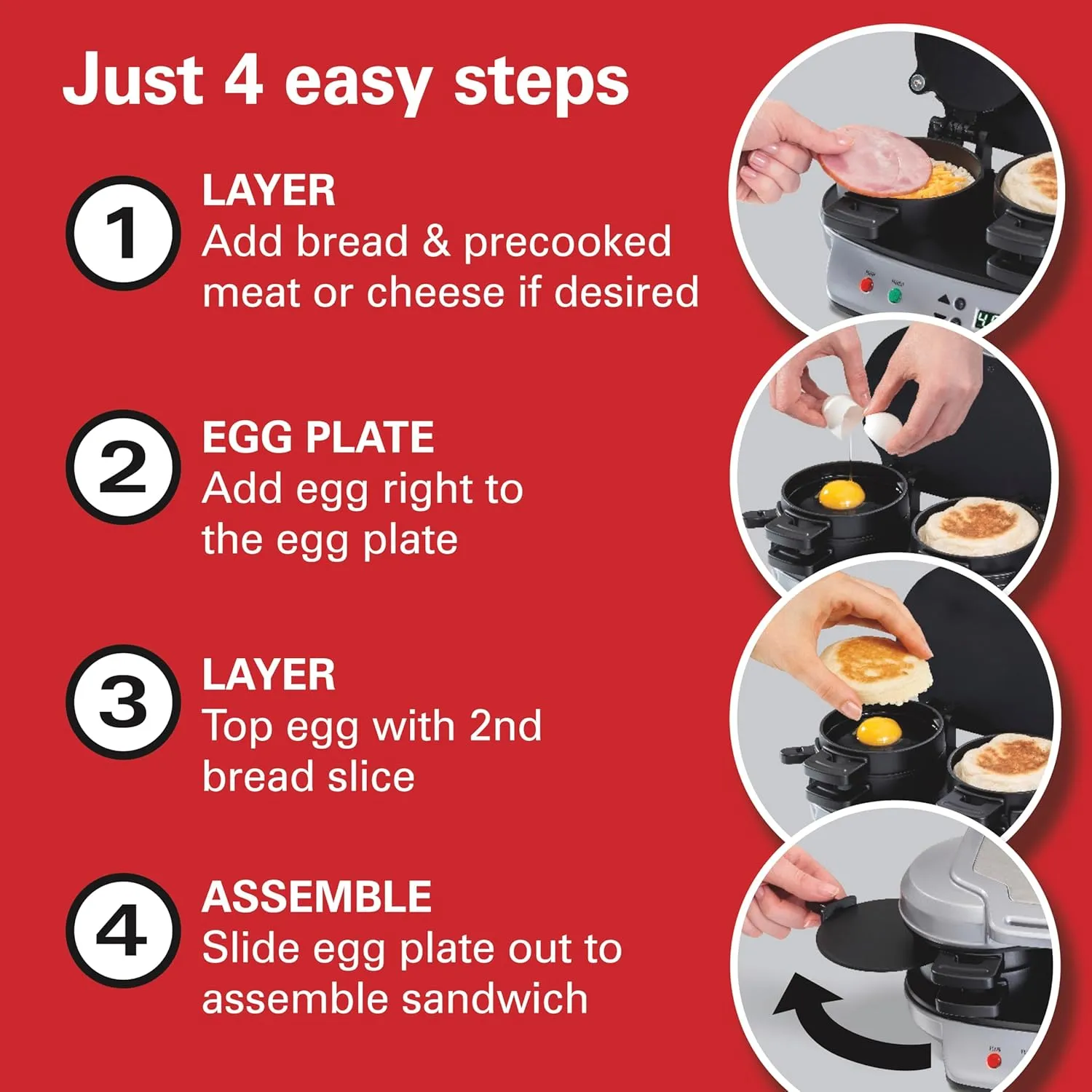 Breakfast Sandwich Maker - Silver - Image 4