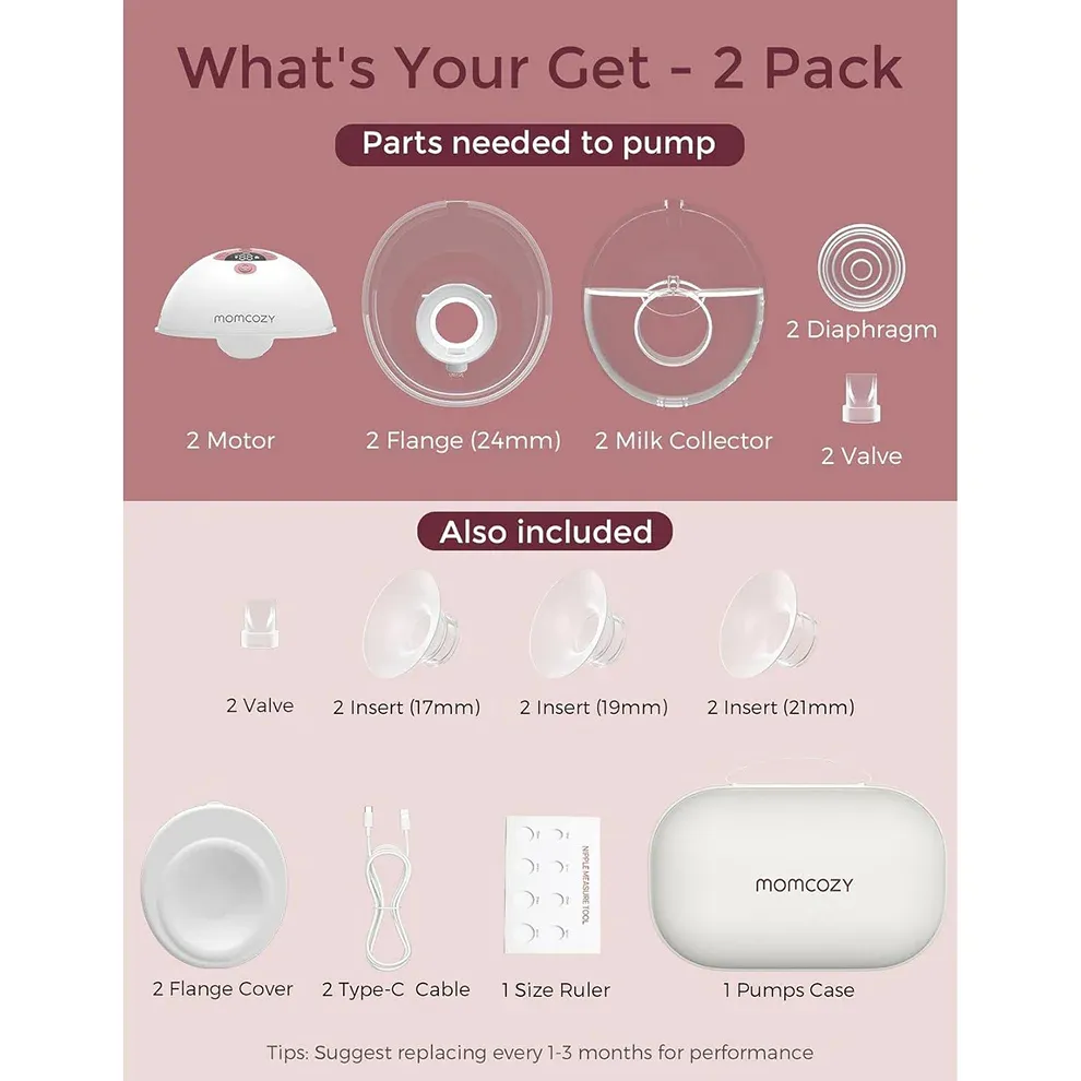 All-in-one M5 Wearable Breast Pump- Red Double - Image 3