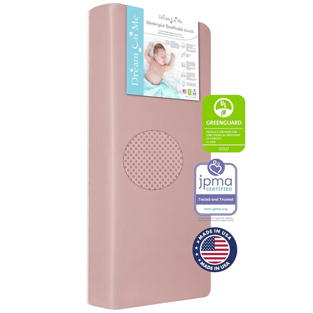 Breathable Fiber Crib & Toddler Mattress - Dusty Rose