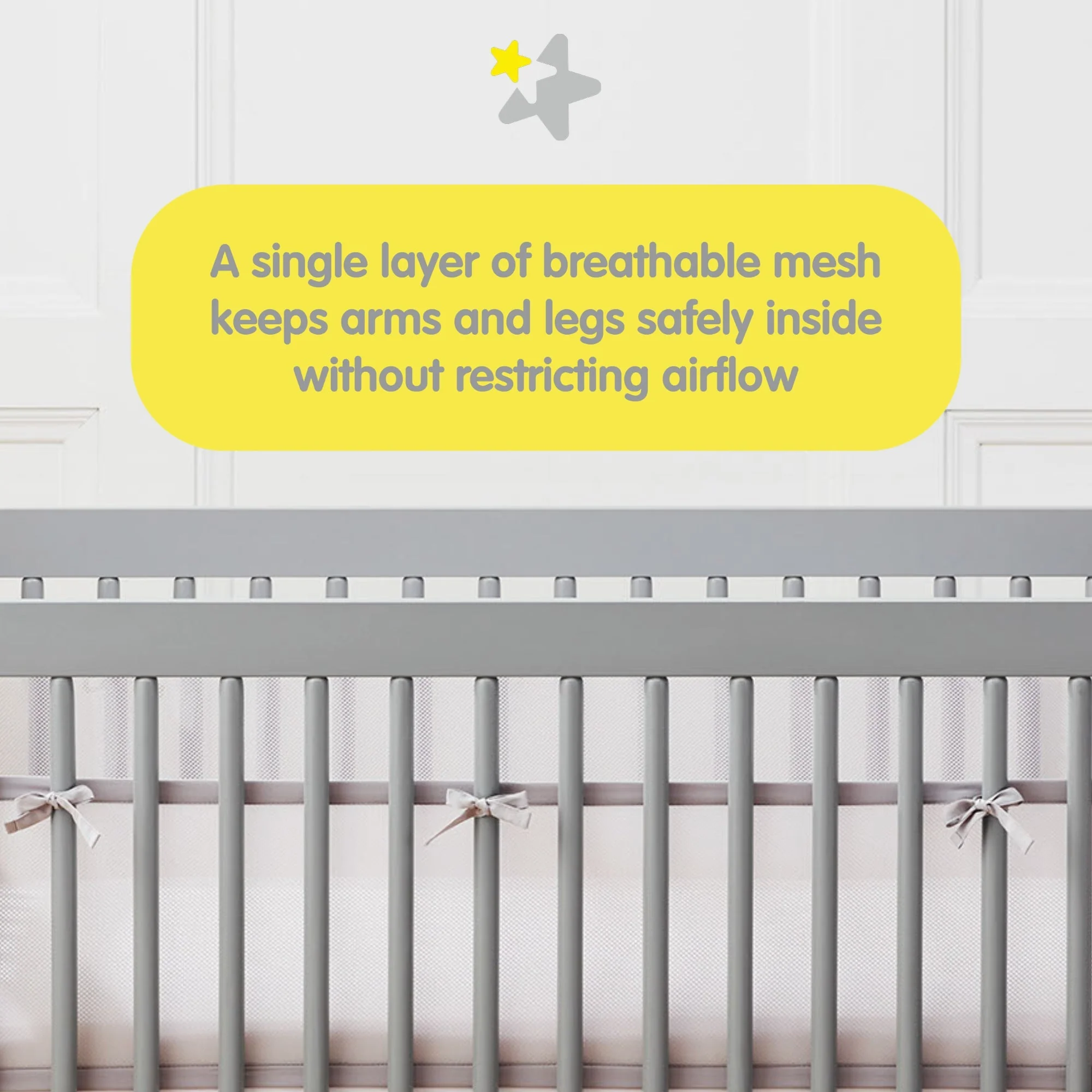 Breathable™ Mesh Liner for Full-Size Cribs, Sheer Deluxe 5mm Mesh, Clouds (Size 4FS Covers 3 or 4 Sides) - Image 4