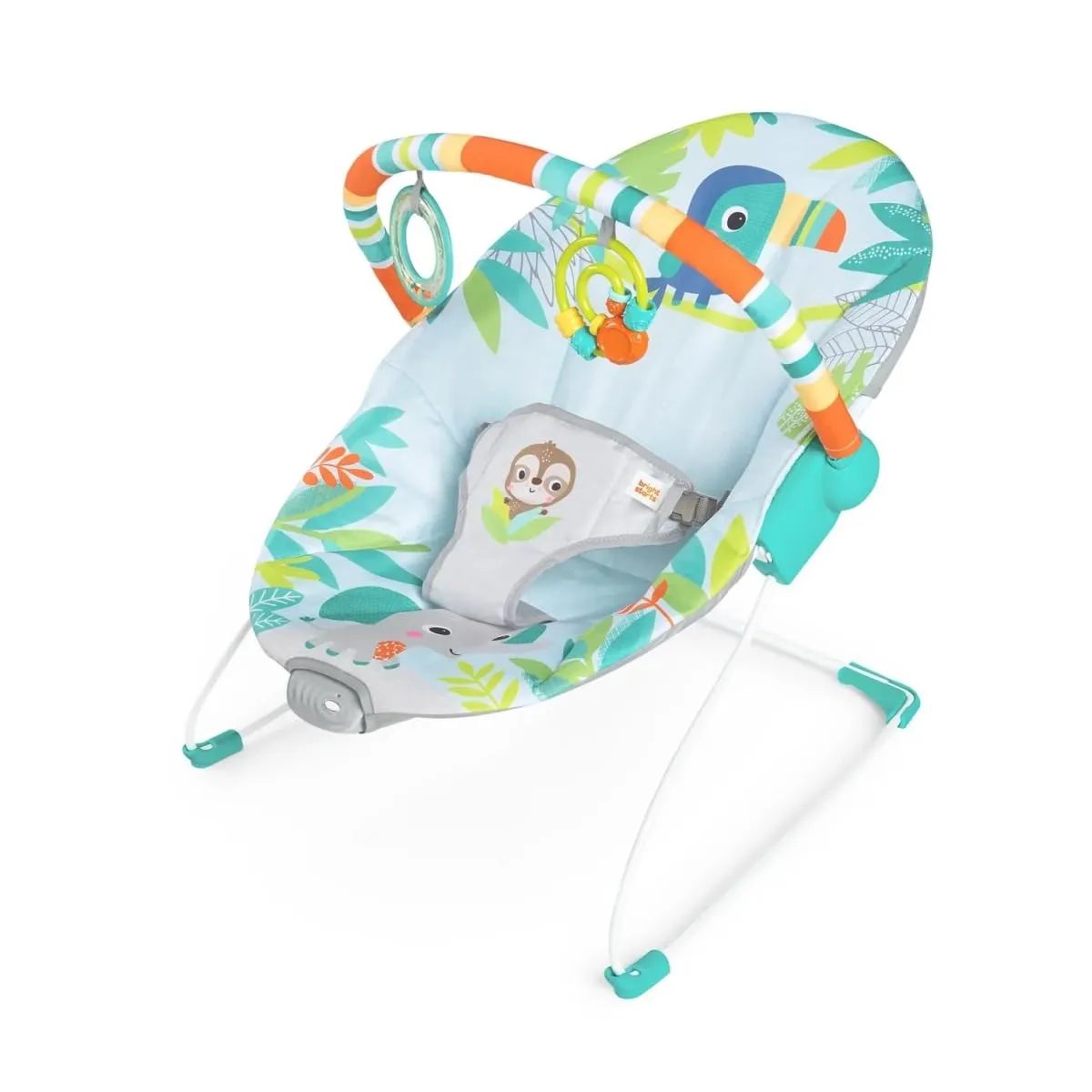 Rainforest Vibes 3-Point Harness Vibrating Baby Bouncer with -Toy bar - Image 2