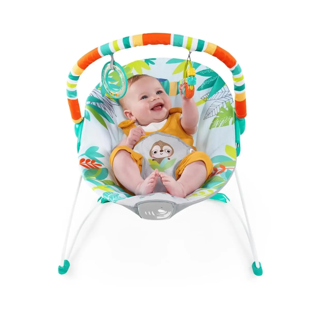 Rainforest Vibes 3-Point Harness Vibrating Baby Bouncer with -Toy bar - Image 3
