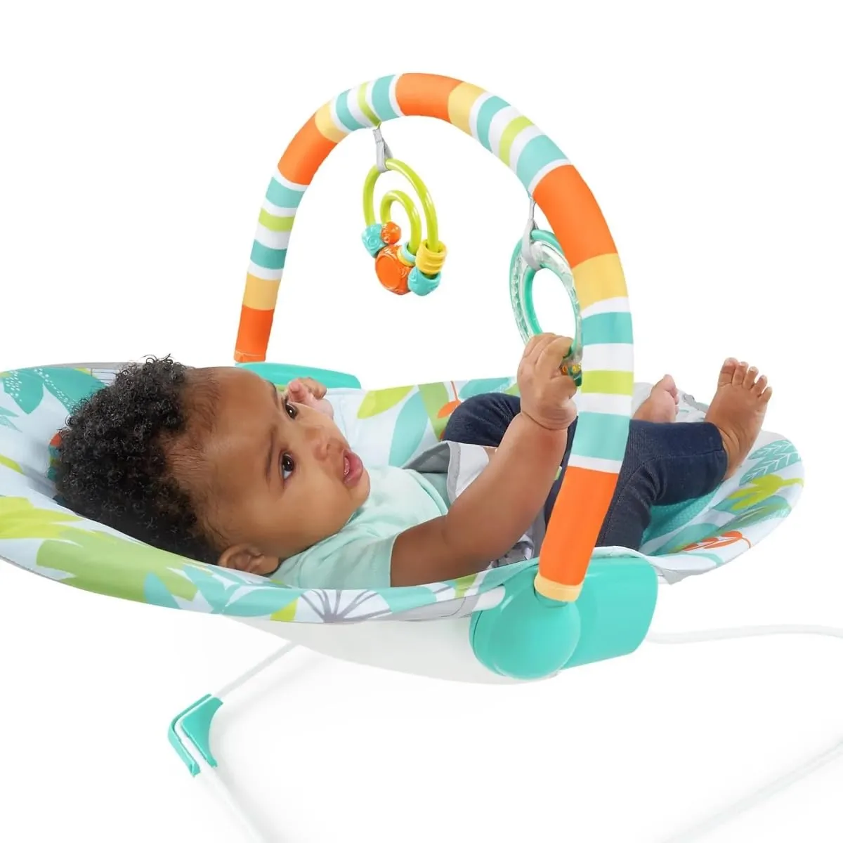 Rainforest Vibes 3-Point Harness Vibrating Baby Bouncer with -Toy bar - Image 4