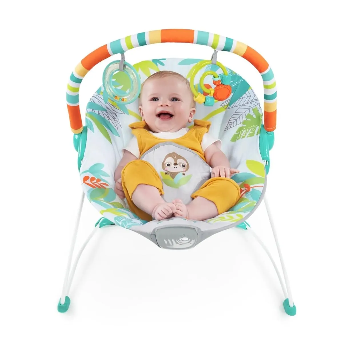 Rainforest Vibes 3-Point Harness Vibrating Baby Bouncer with -Toy bar - Image 5