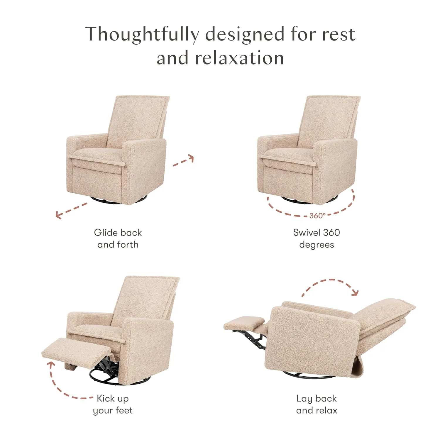 Cali Flange Recliner and Swivel Glider - Chai Shearling - Image 4