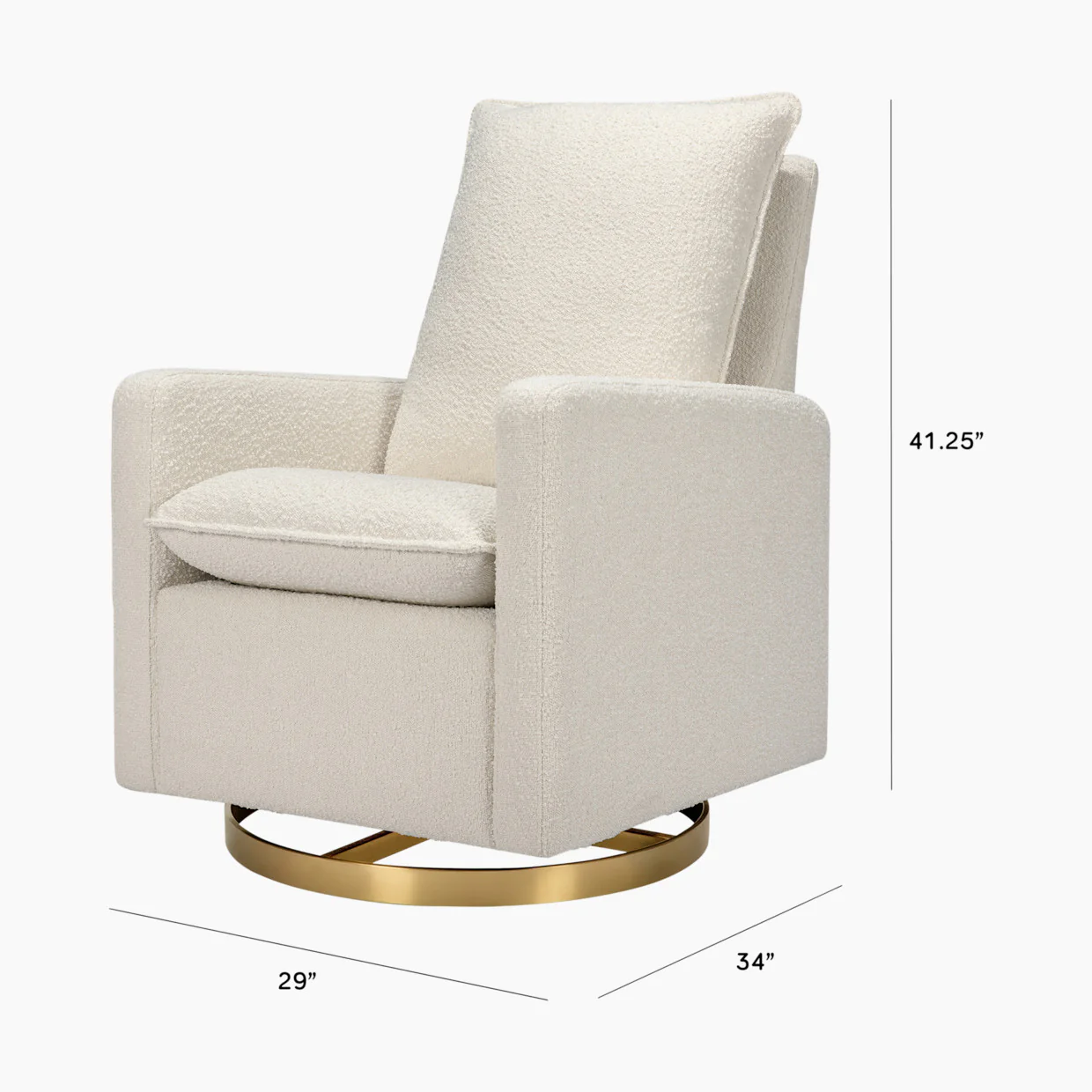 Cali Pillowback Swivel Glider in Ivory Boucle with Gold Base - Image 3