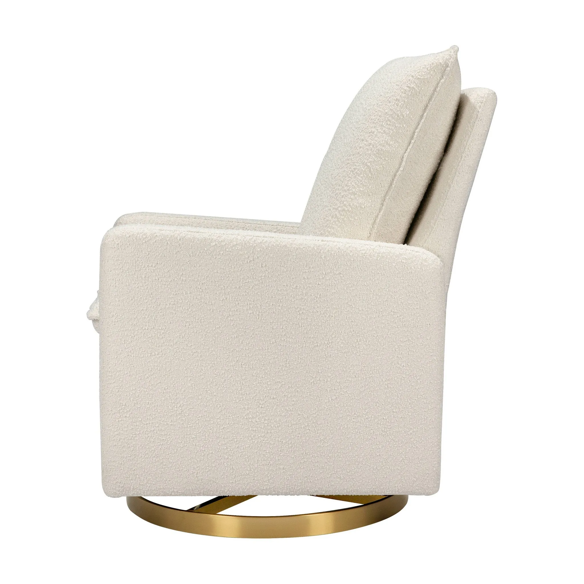 Cali Pillowback Swivel Glider in Ivory Boucle with Gold Base - Image 4