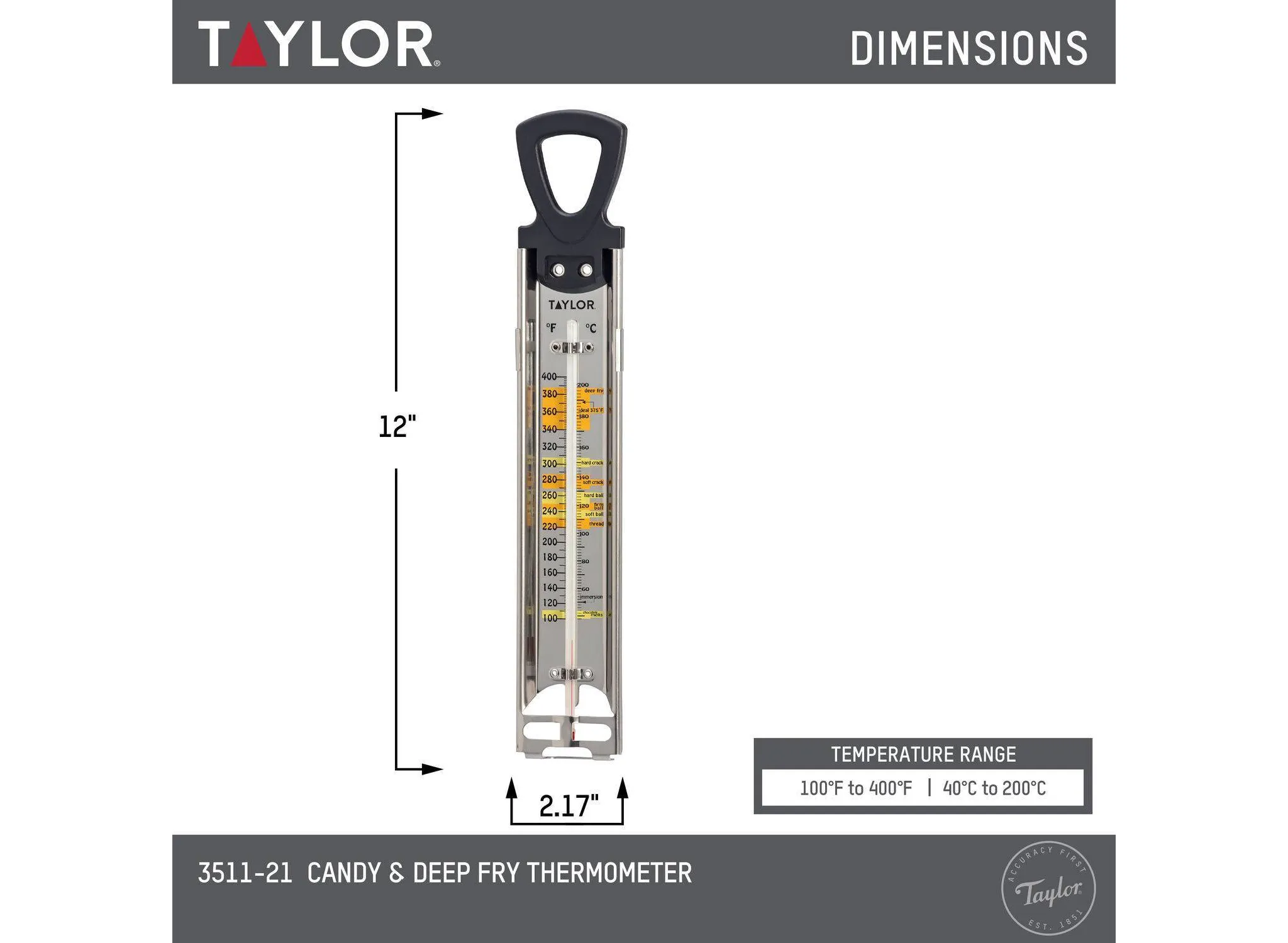 Candy Deep Fry Analog Kitchen Cooking Thermometer - Stainless Steel - Image 5