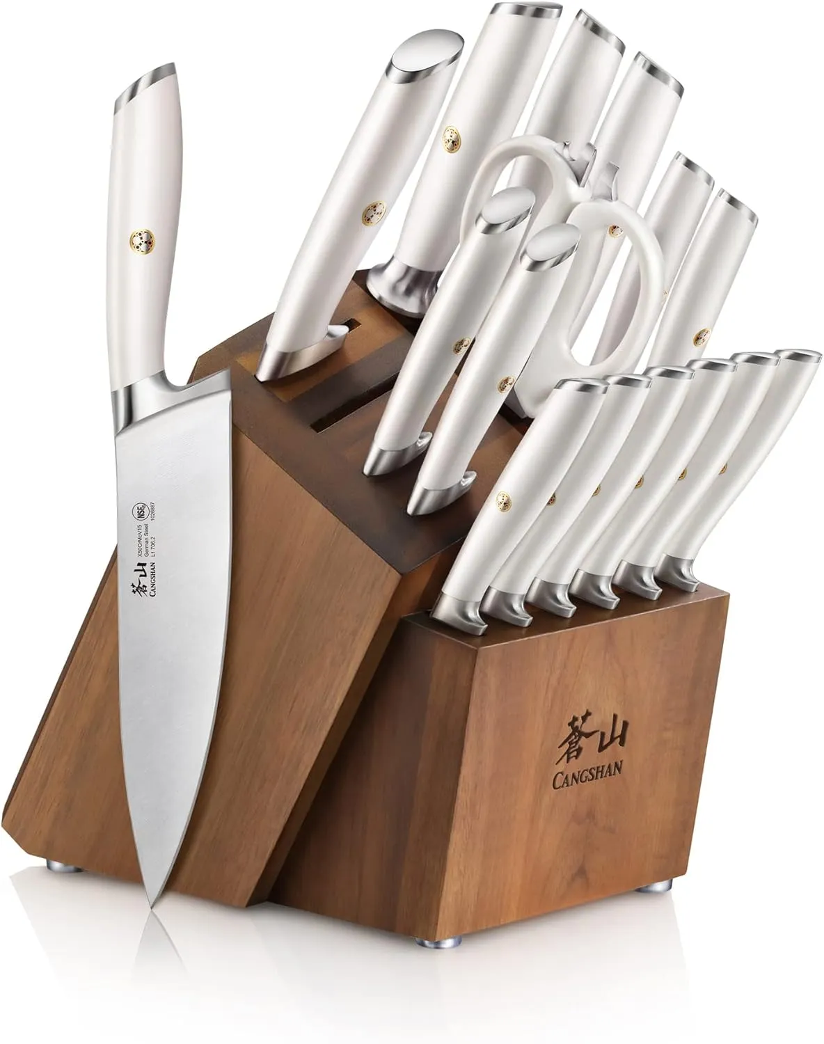 L Series 17-Piece German Steel Forged Knife Set - White - Image 3