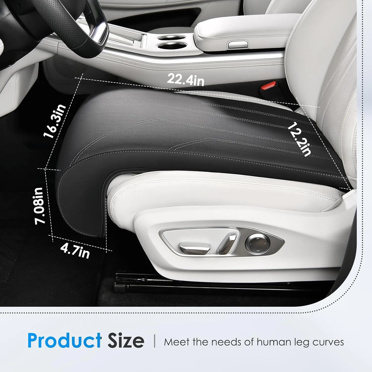 Car Seat Extender Support Cushion - Dark Black - Image 2
