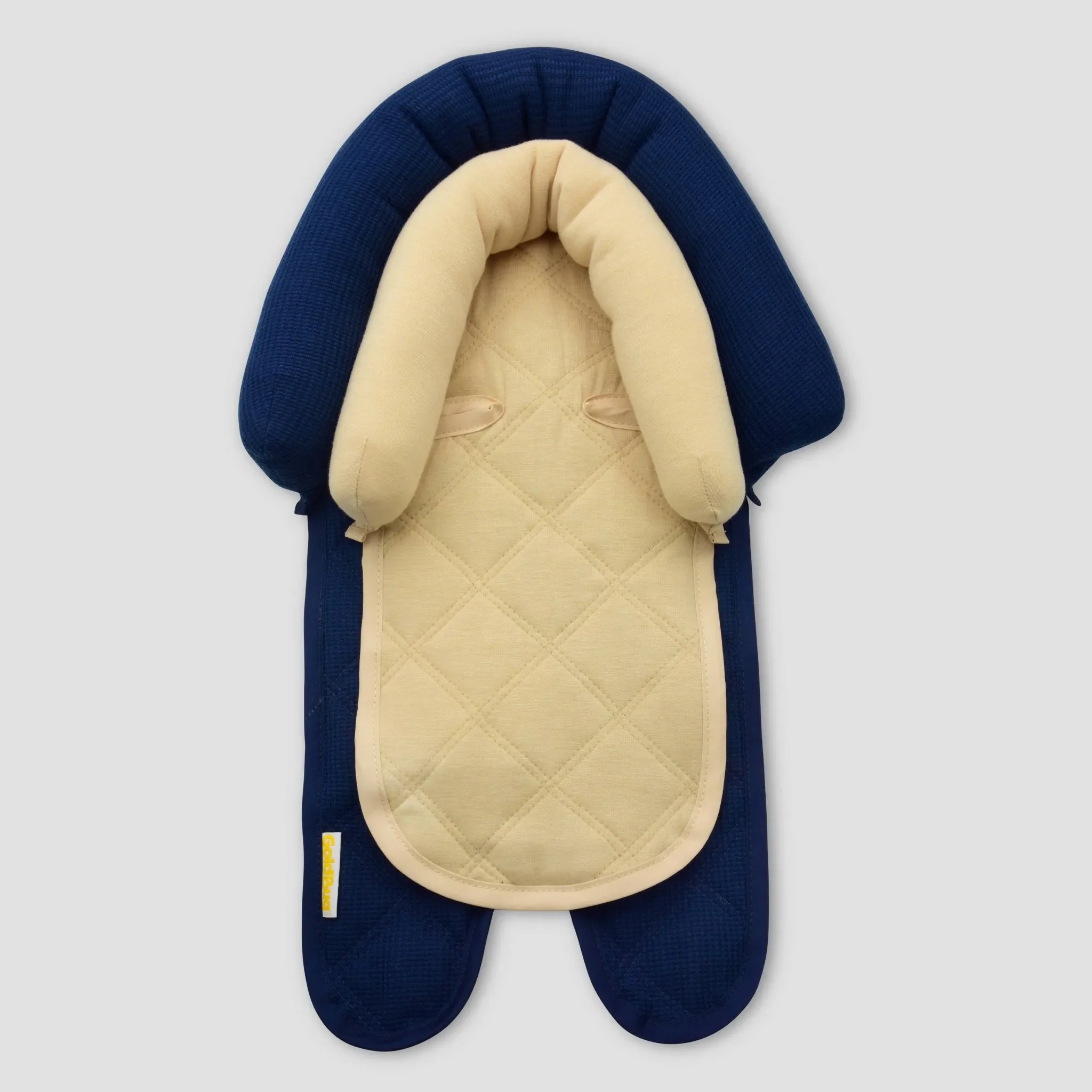 Car Seat Head Support and Strap Covers - Navy Waffle