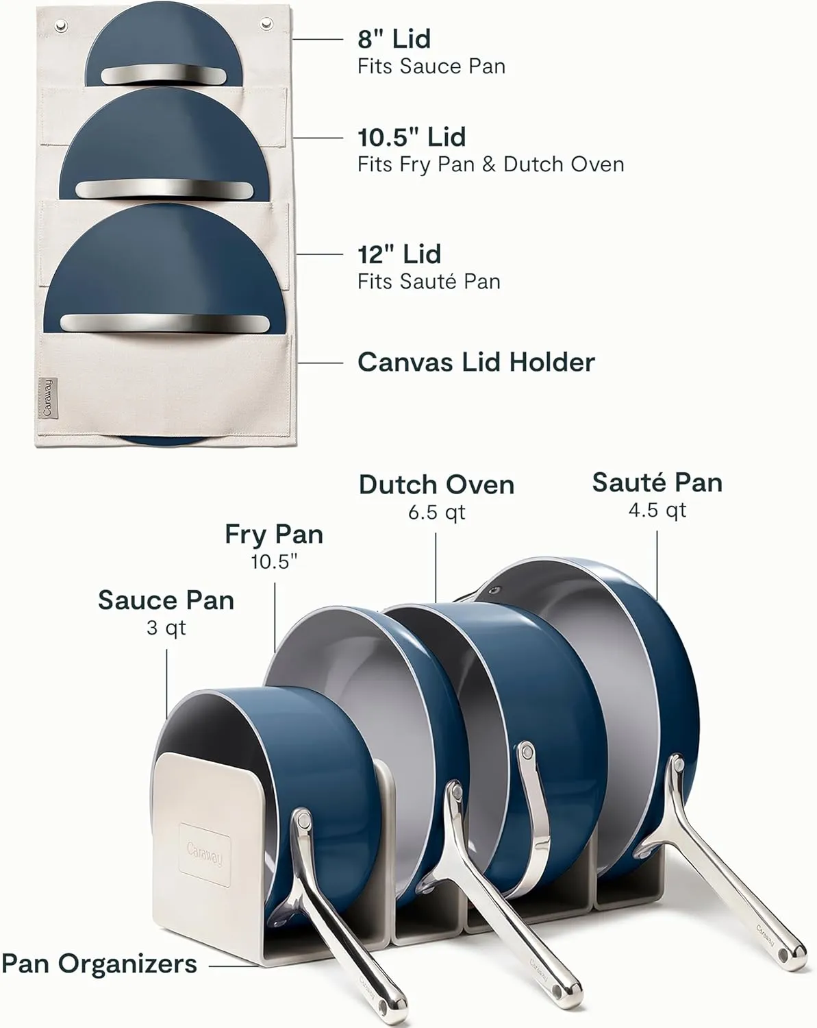 12-Piece Non-Stick Ceramic Cookware Set - Navy - Image 4