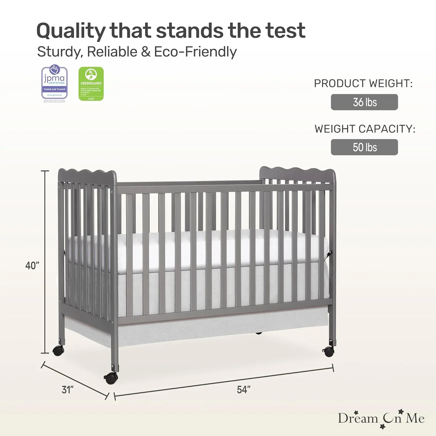 Carson Classic 3-in-1 Convertible Crib in Steel Grey Storm Grey - Image 9