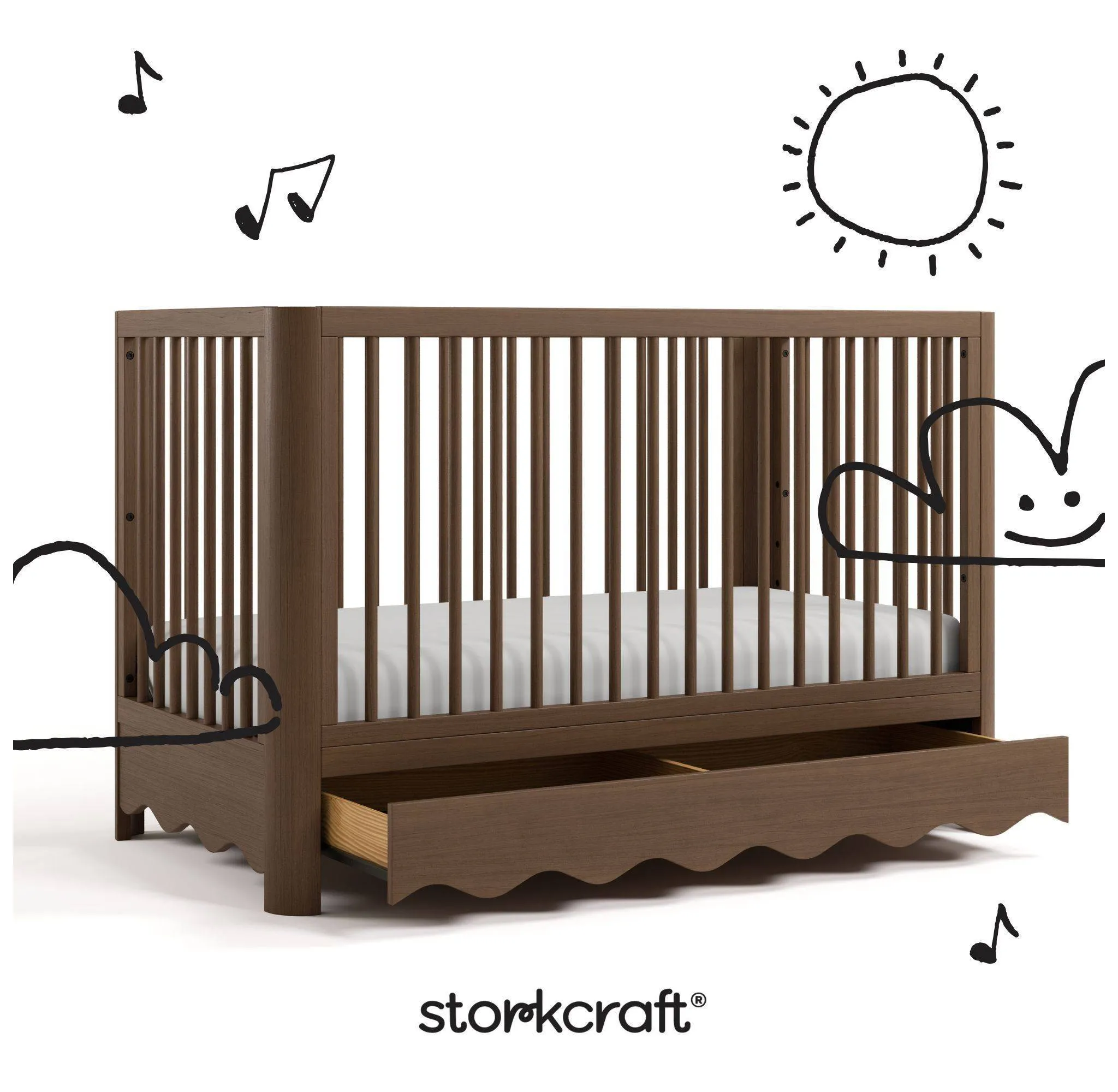 Casablanca Convertible Crib with Drawer - Hazelnut - Image 5