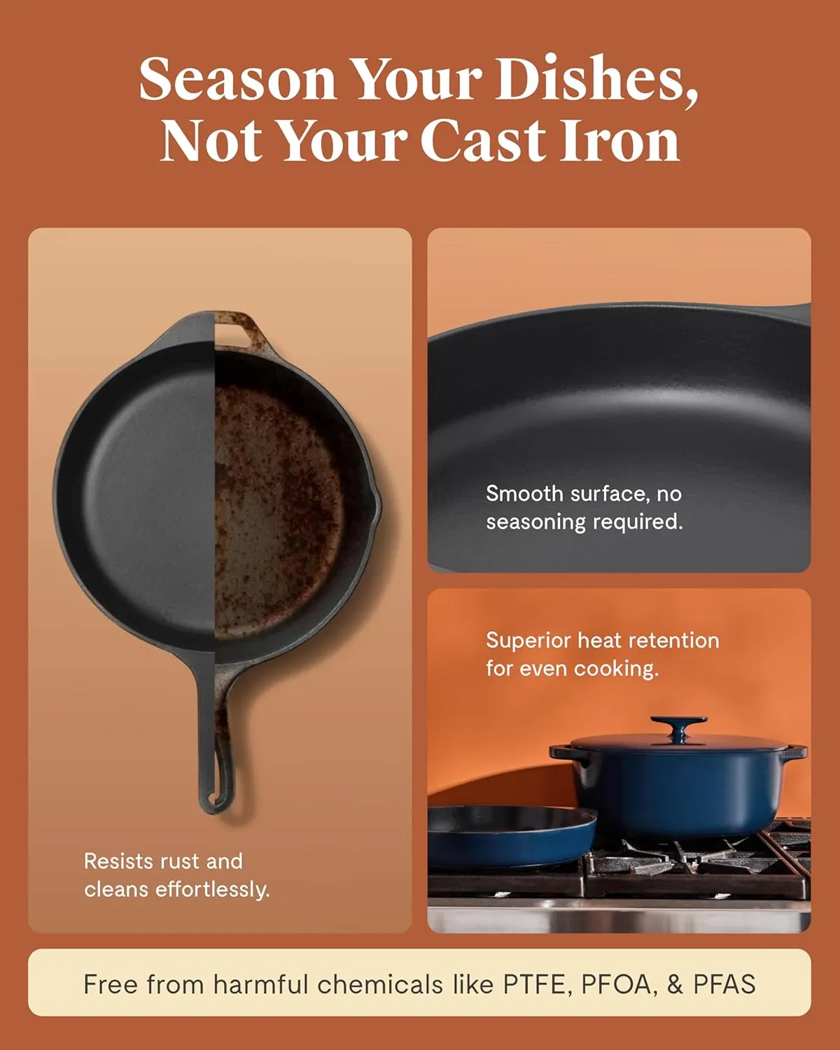 8.5 qt Enameled Cast Iron Oval Dutch Oven with Lid - Midnight Blue - Image 5
