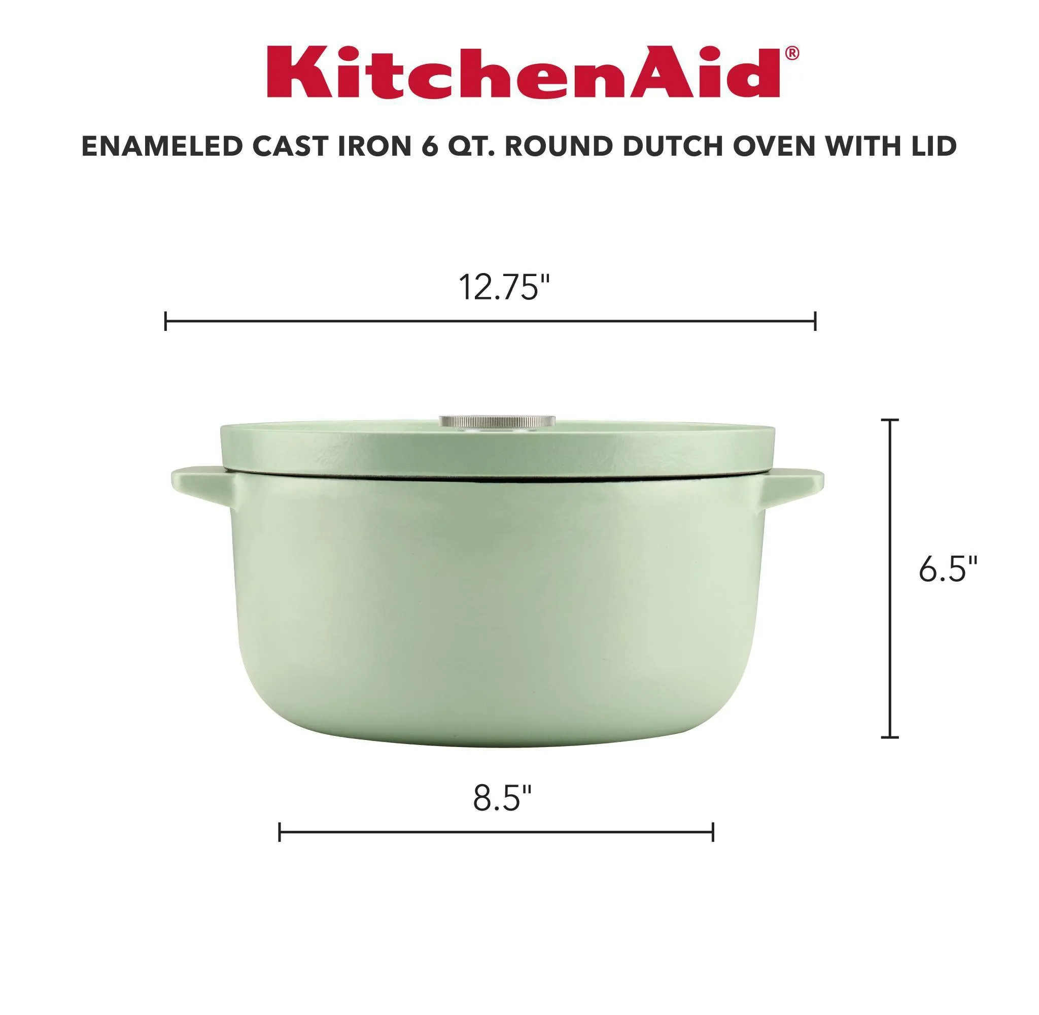 Cast Iron Enamel 6 Qt. Covered Dutch Oven- Pistachio - Image 6