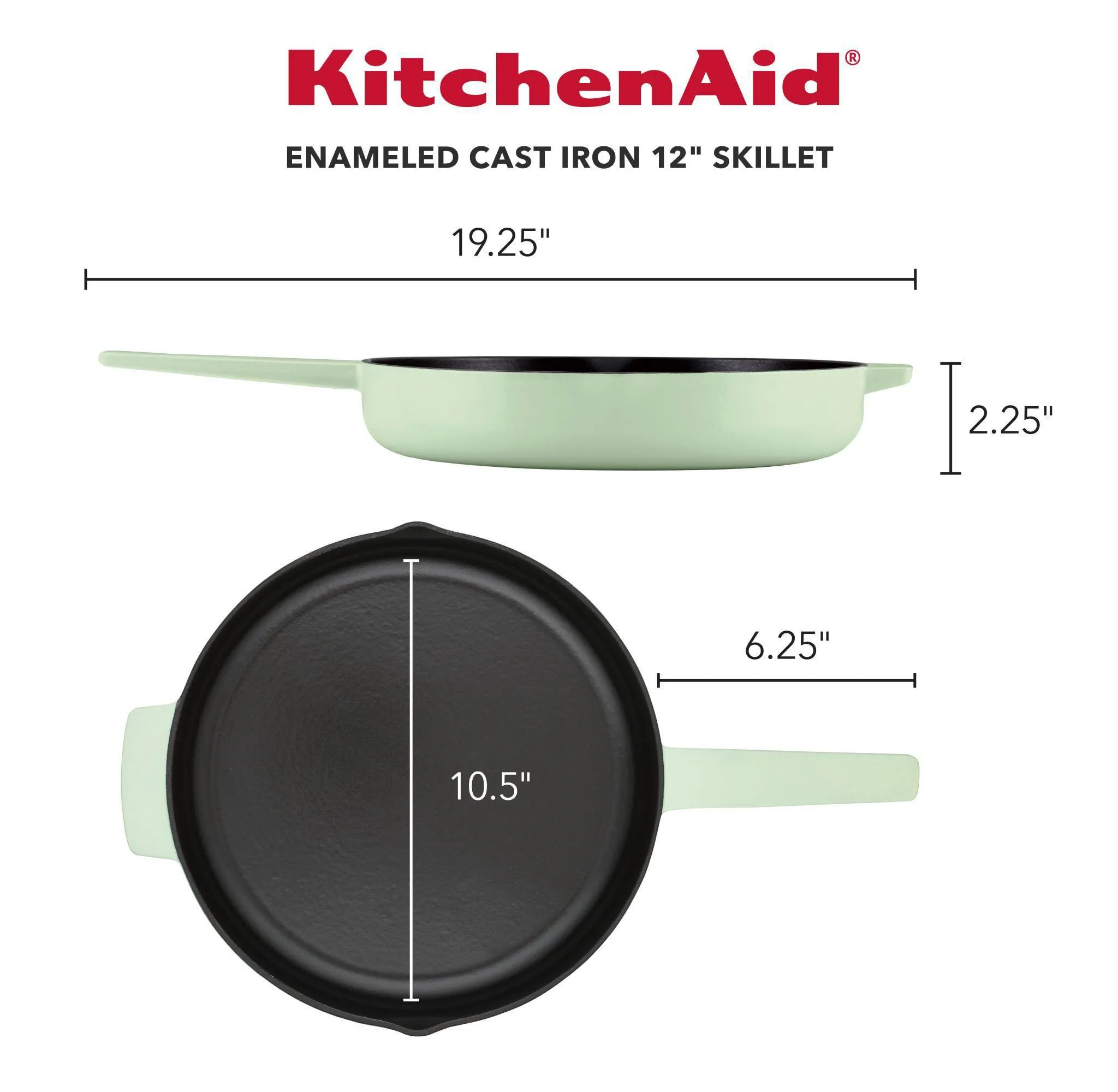 Cast Iron Enamel Pistachio 12-Inch Open Skillet - Image 4