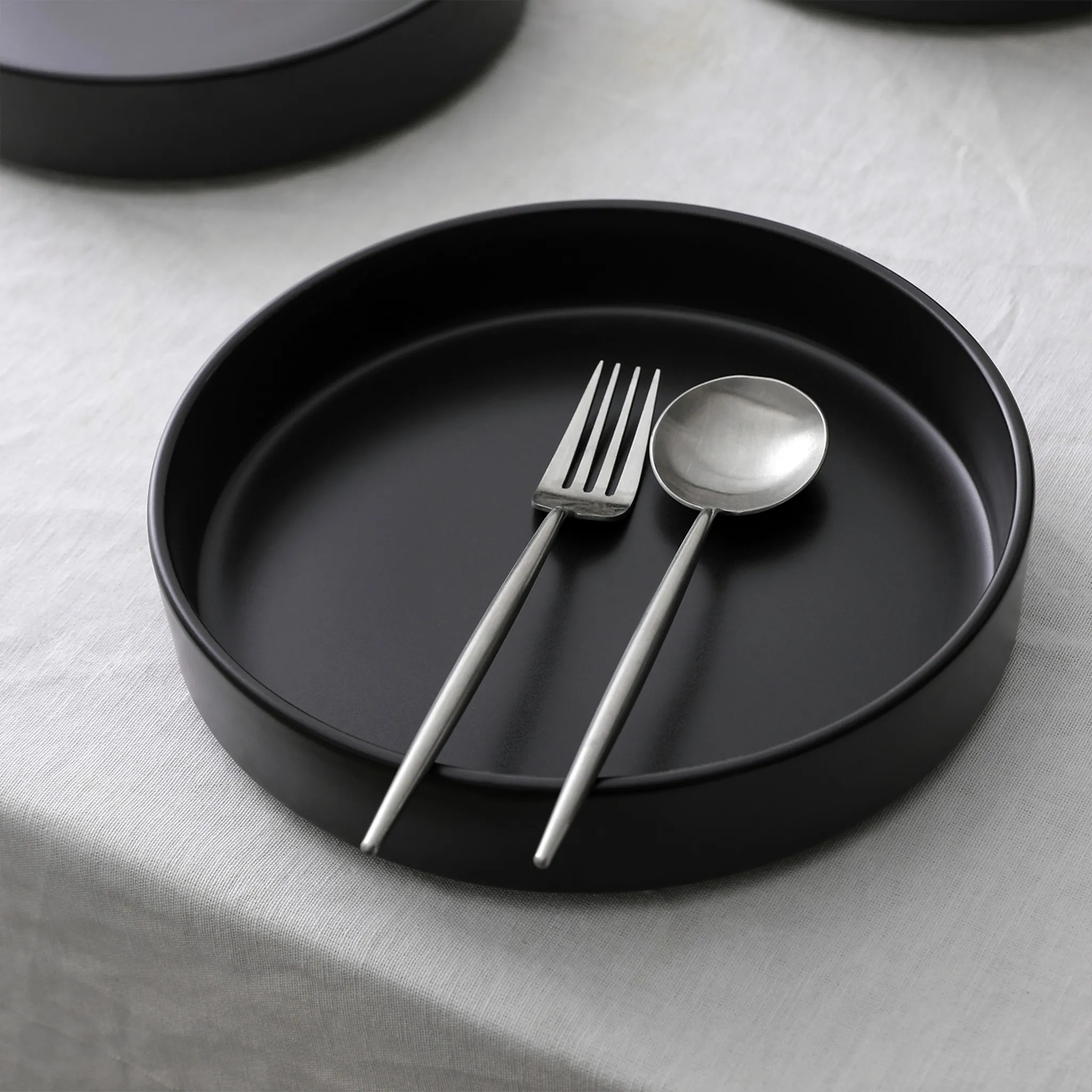 Celina 12-Piece Stoneware Dinnerware Set, Service for 4, Black - Image 4