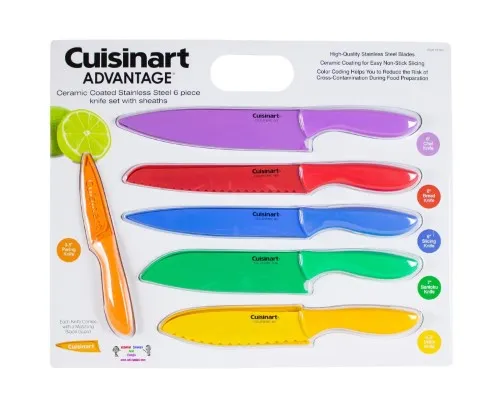 Ceramic Coated Knives with Sheaths - 6PC