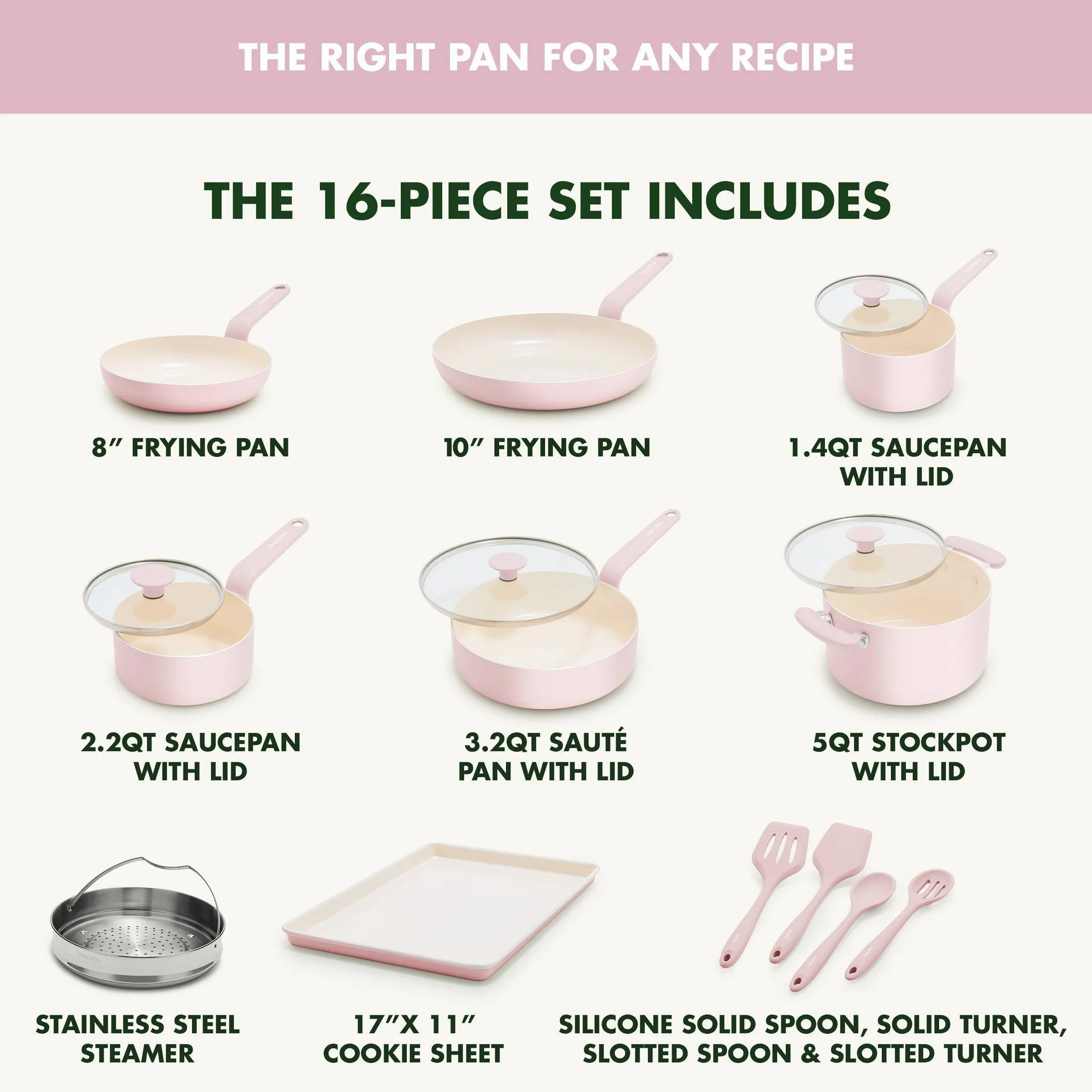 Ceramic Nonstick Cookware Set - Pink - Image 2