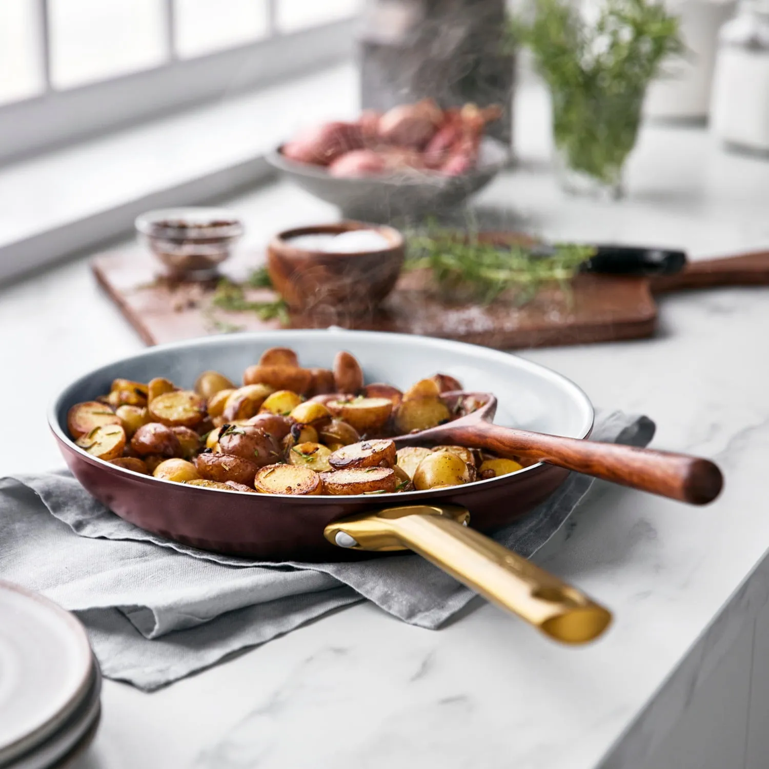 Ceramic Nonstick Frypan Set - 10" and 12" - Burgundy - Image 2