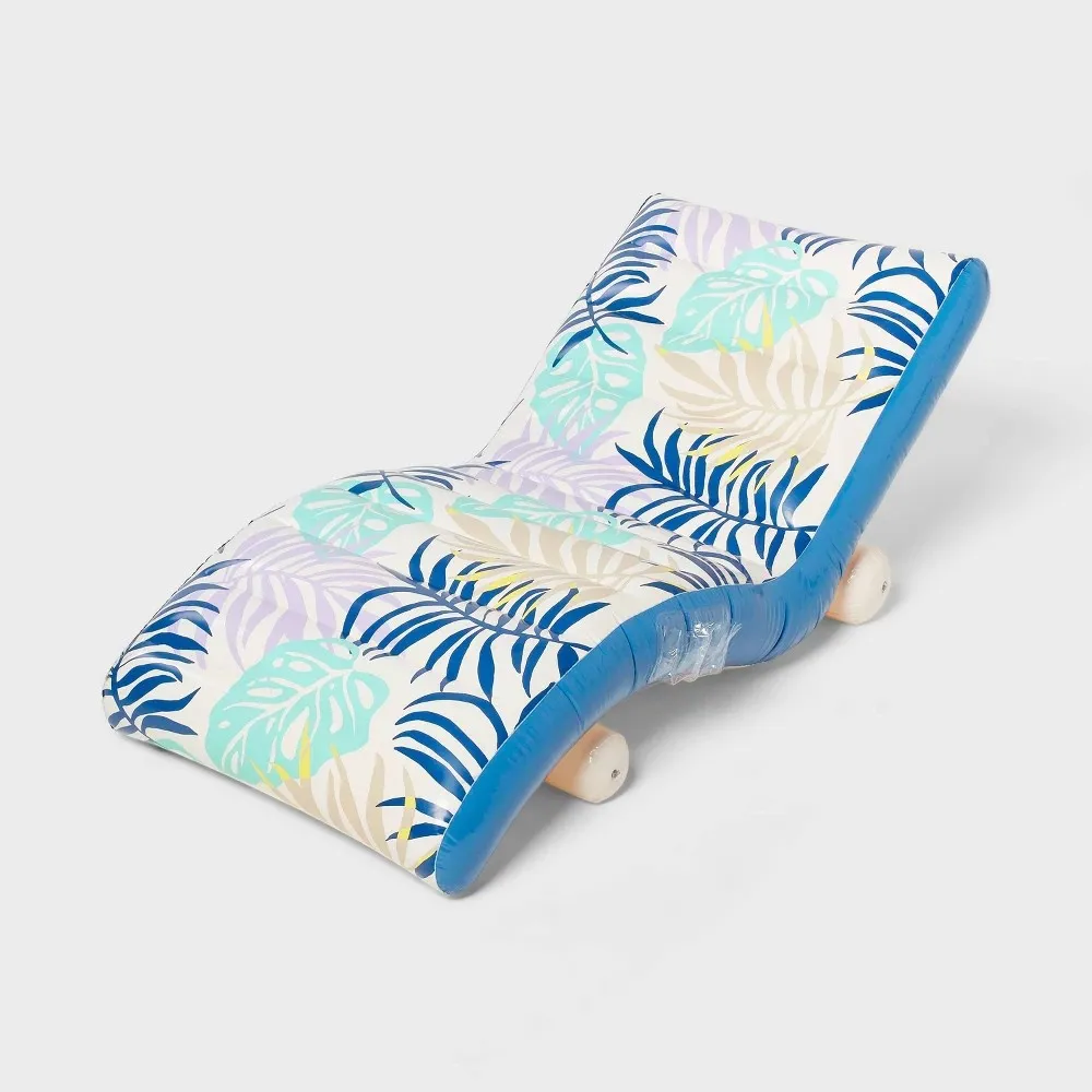 Chaise Lounge Water Floats and Inflatables - Blue/White - Image 4