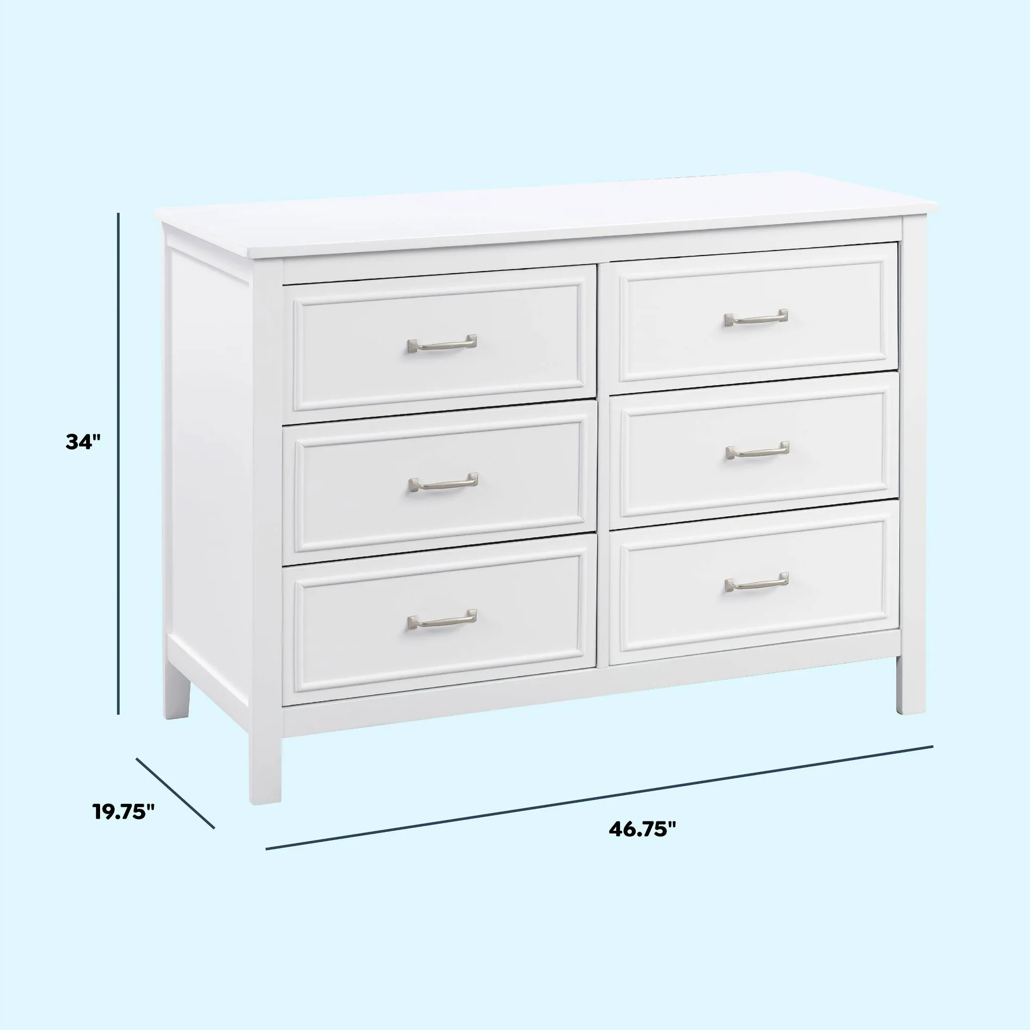 Charlie 6-Drawer Double Dresser - White - Image 3