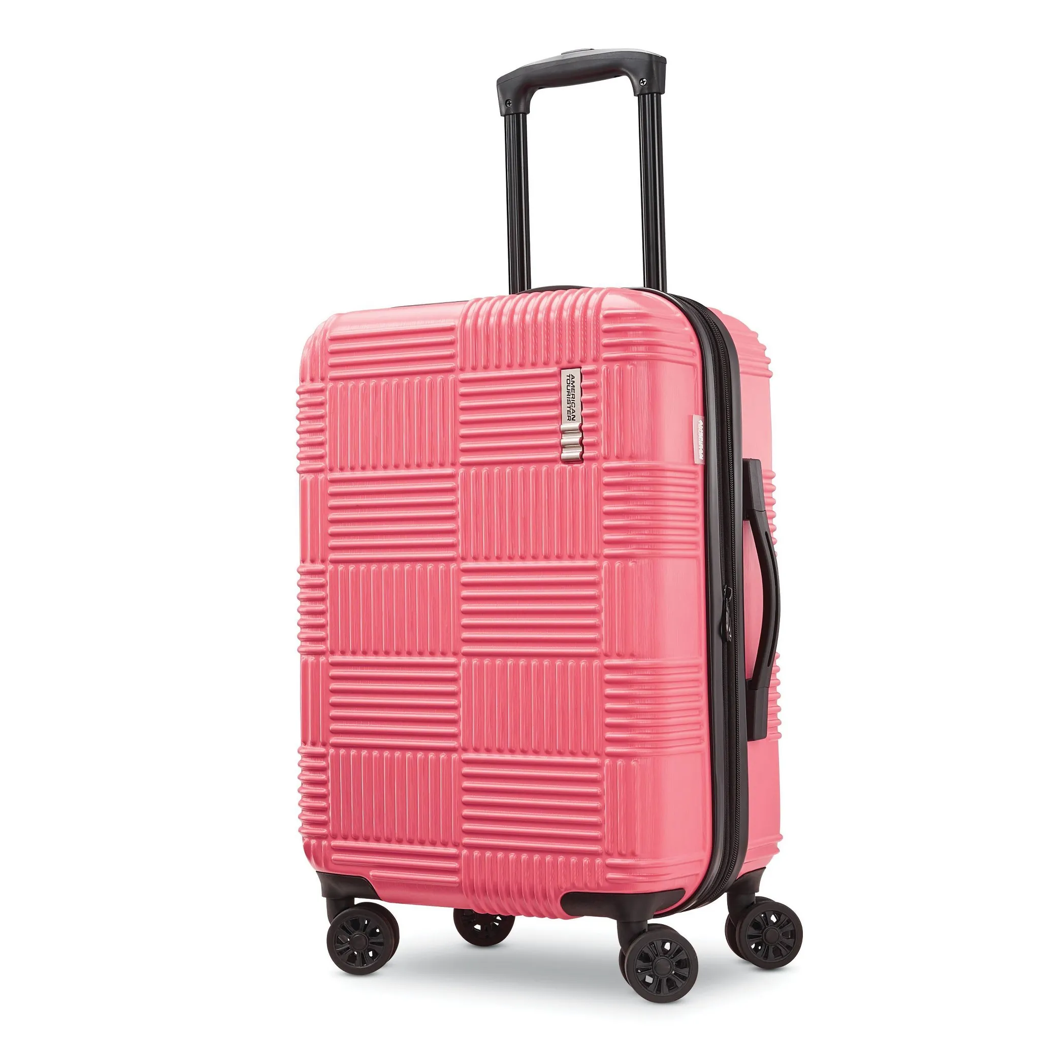 Checkered Hardside Carry On Spinner Suitcase - Flamingo - Image 2