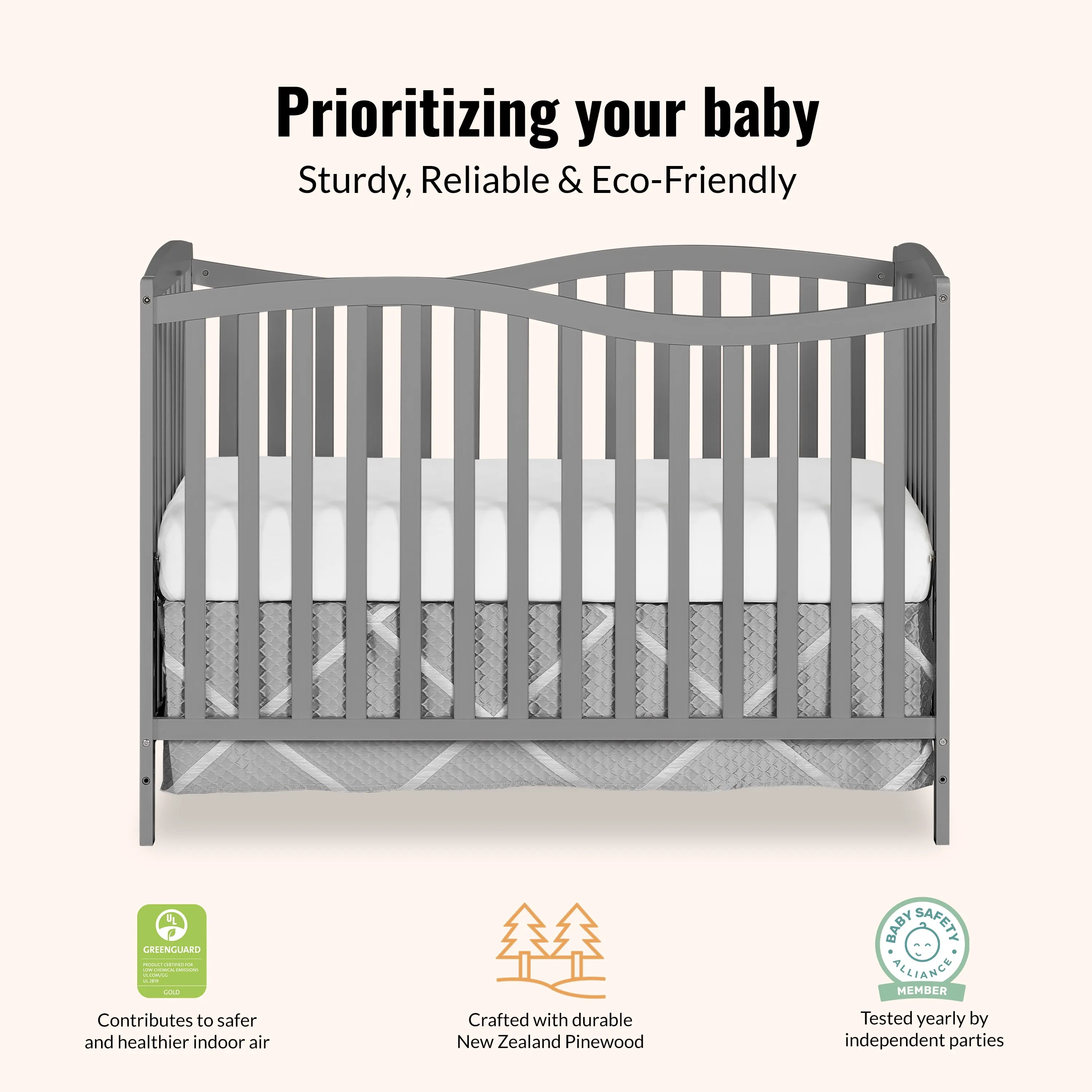 Chelsea 5-in-1 Convertible Crib - Steel Grey - Image 7