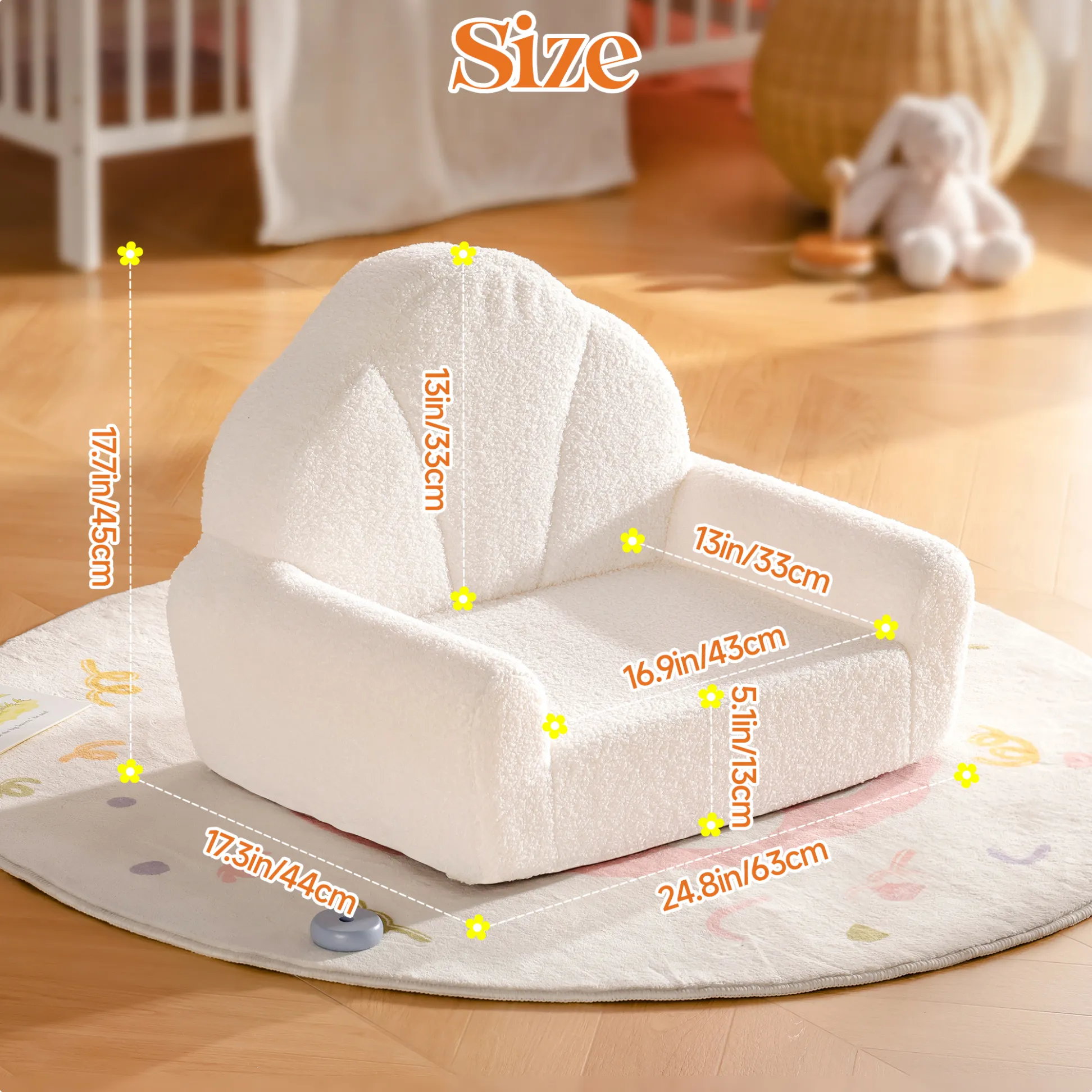 Children's Sofa Series - Flower White - Image 4