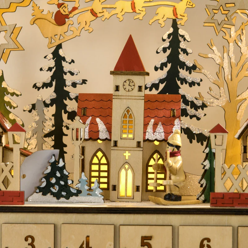 Christmas Advent Calendar, Countdown to Christmas Table Decoration with 24 Drawers - Image 3
