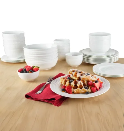 Ciara 40-piece Bone China Dinnerware Set in White - Image 3