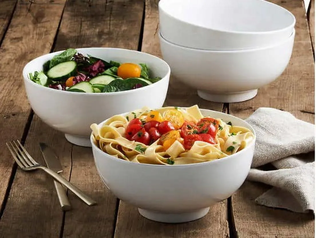 Classic 4 Piece Porcelain All Purpose Bowls - White - Image 3