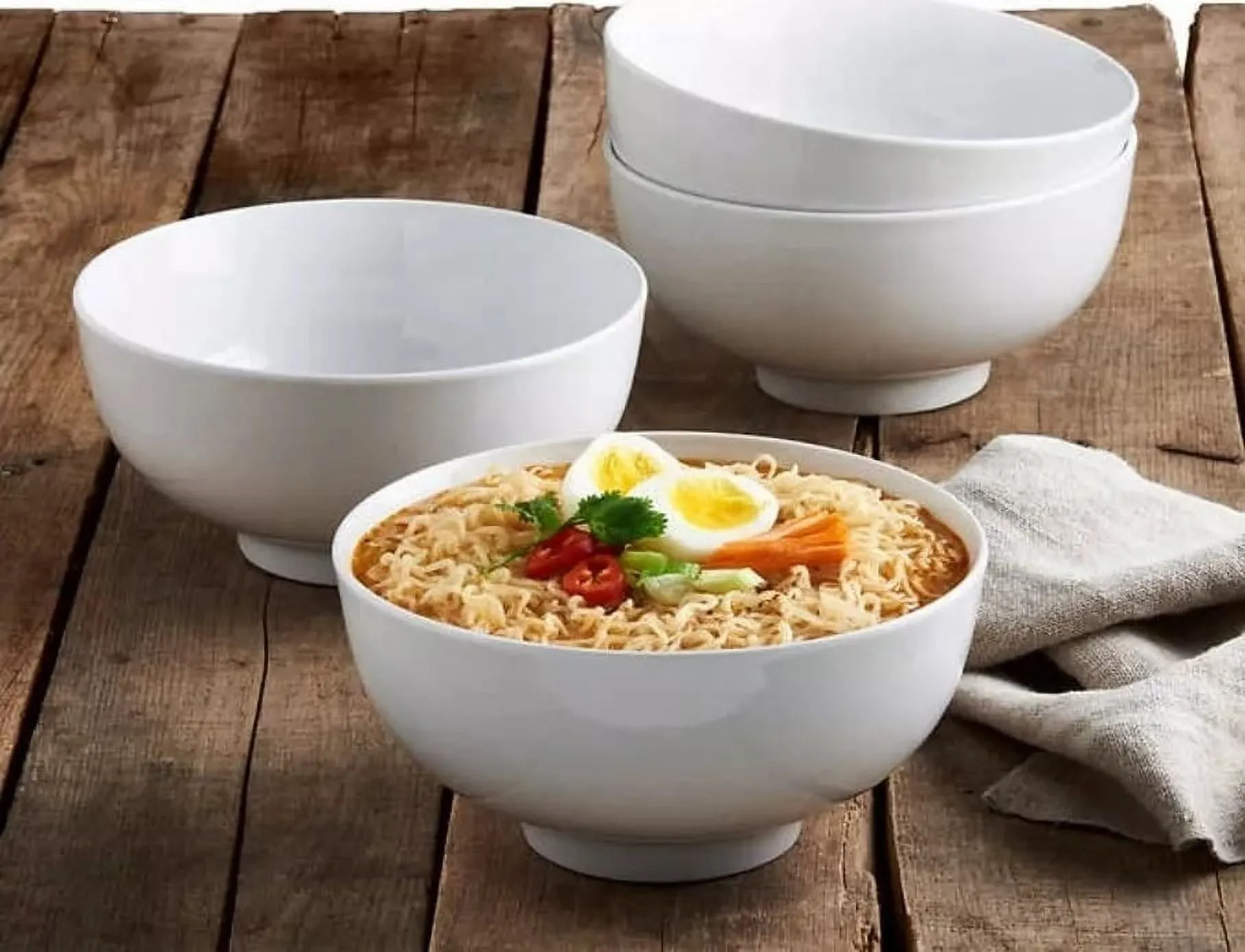 Classic 4 Piece Porcelain All Purpose Bowls - White - Image 4