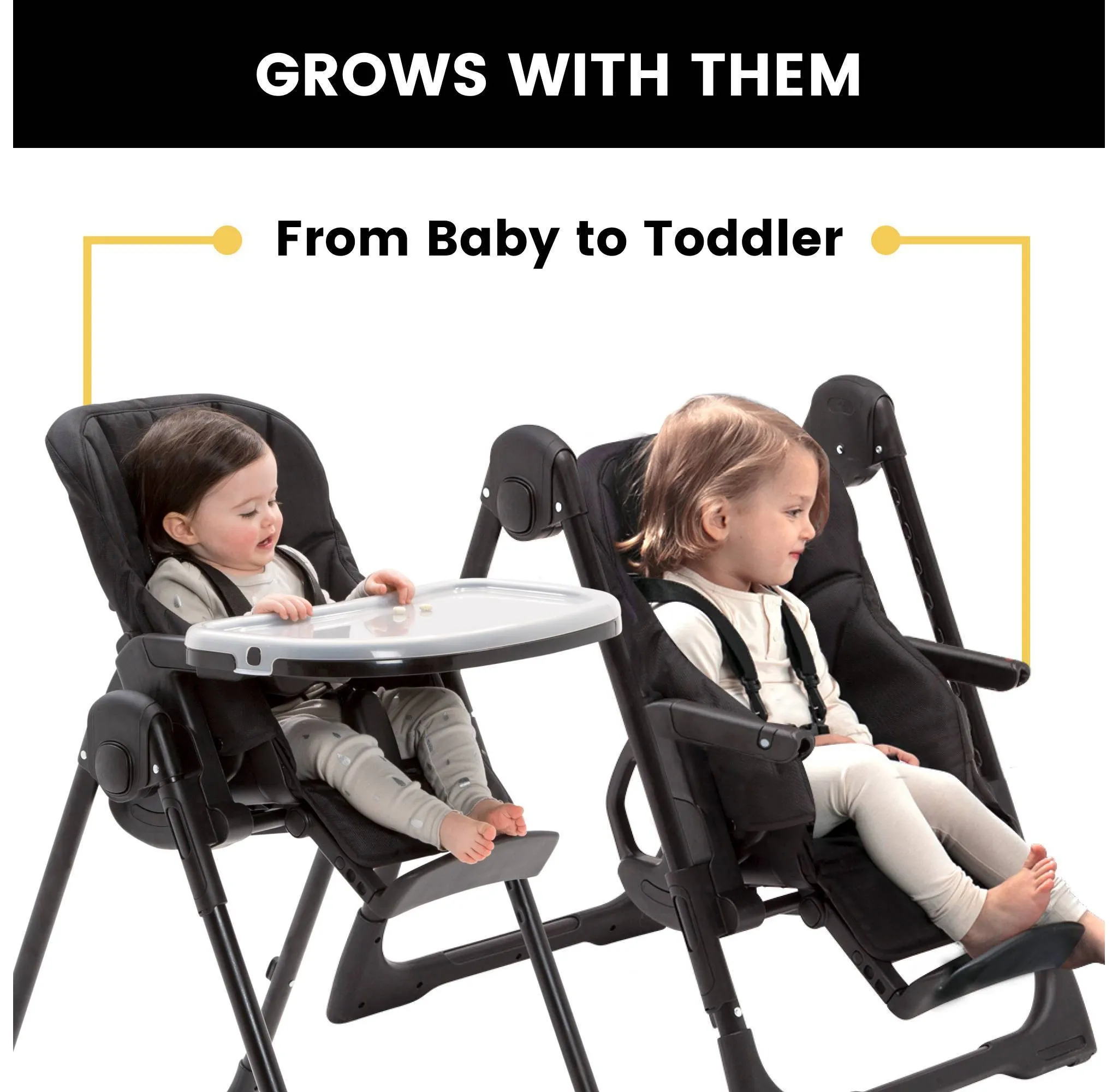 Classic Convertible 2-In-1 High Chair - Black - Image 4