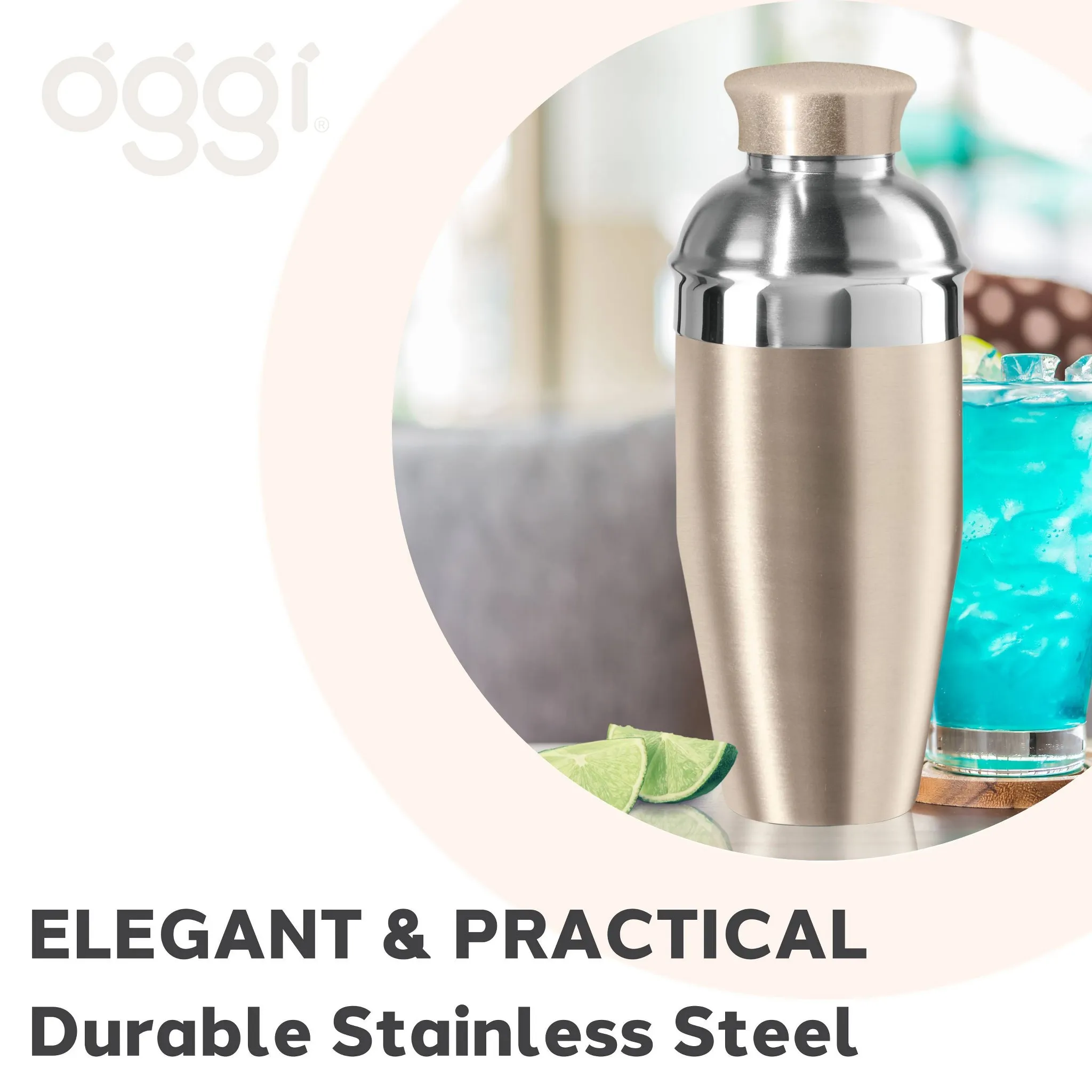 Classic Stainless Steel Cocktail Shaker - Gold - Image 5
