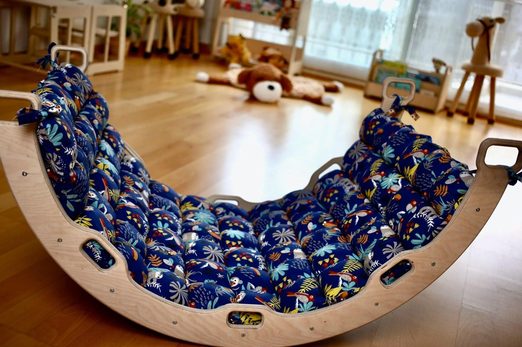 Climbing Triangle - Arch / Rocker With Jungle Pillow | Foldable Montessori Climbing Set - Image 10