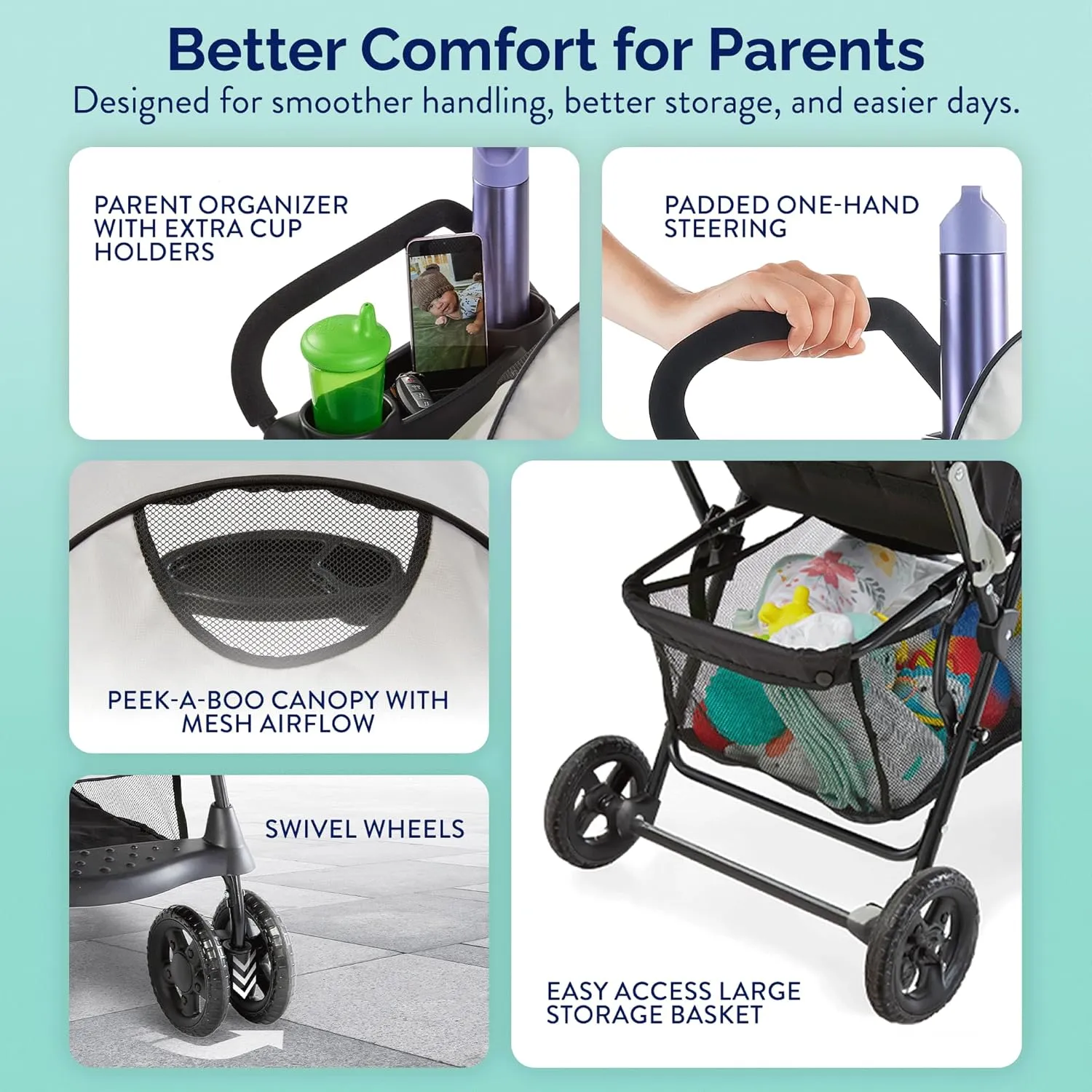 Cloud Plus Lightweight Umbrella Stroller (Slate Grey) - Image 6